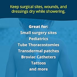 TIDI 50004-PKG AquaGuard Sheet - 4 x 4 - (Area of Coverage: 2.5 x 2.5) - Shower Protection Sheet - Self-Adhesive Moisture Barrier - Wound Cover for Showering - 7 Sheets - Home Medical Supplies