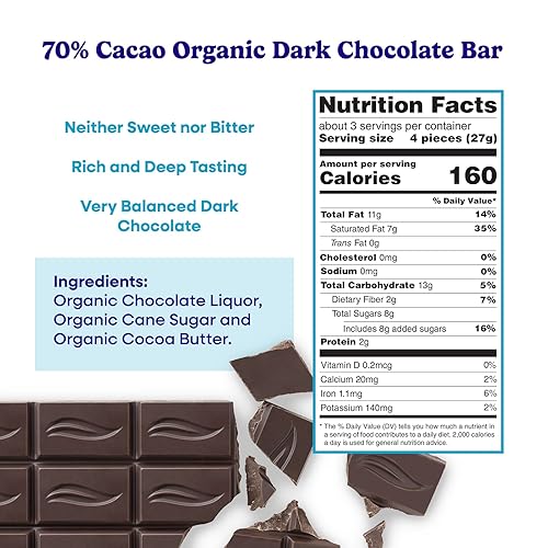 Miniatura 2 de Pascha Barras de chocolate negro orgánico, 70% cacao, UTZ, sin gluten, sin OMG, 2.82 onzas, paquete de 10