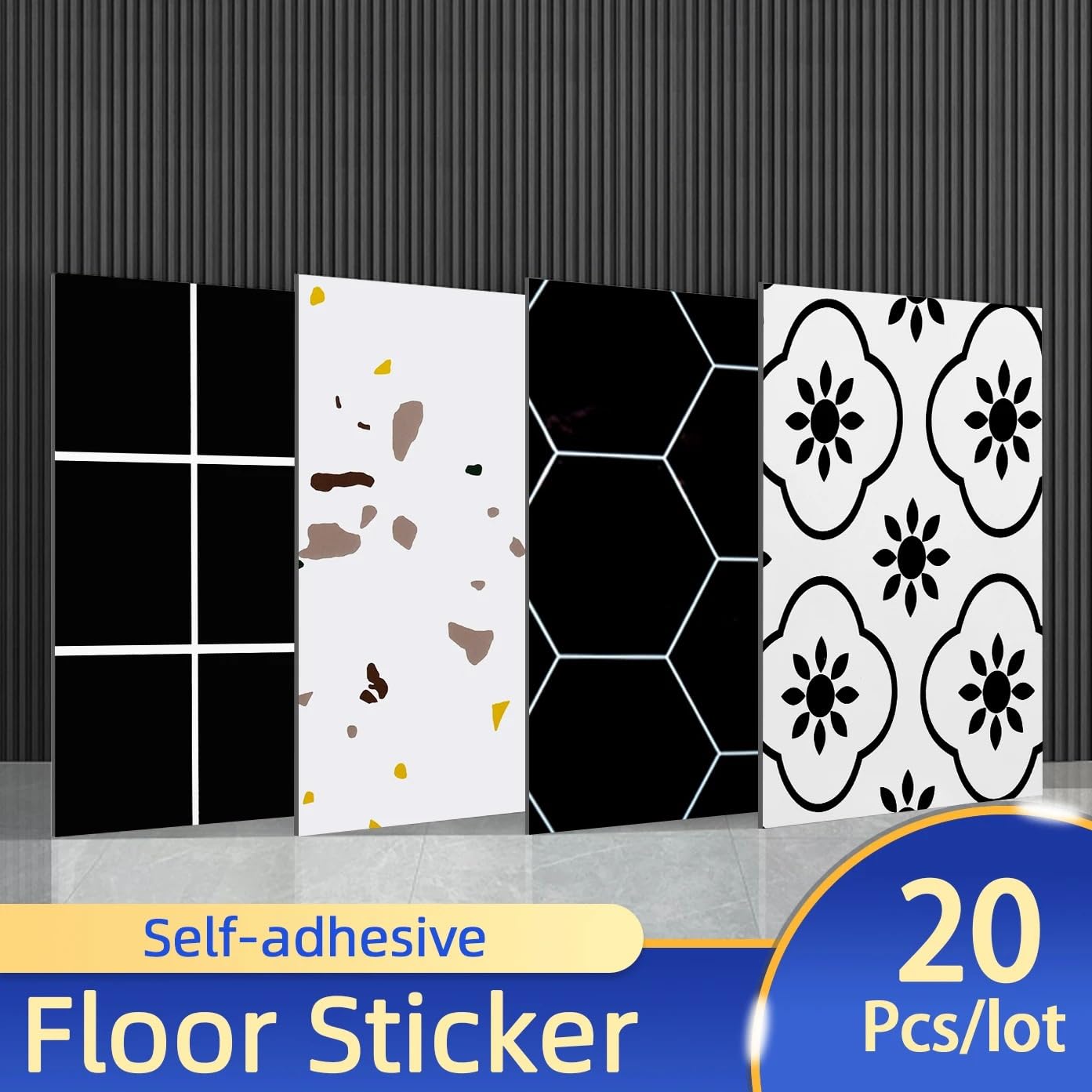 Pavimento Pvc Adesivo,Pellicole Adesive Per Mobili 20 adesivi murali in PVC effetto marmo autoadesivi for pavimenti 30 * 30 cm, impermeabili, for bagno e soggiorno.(Terrazzo)
