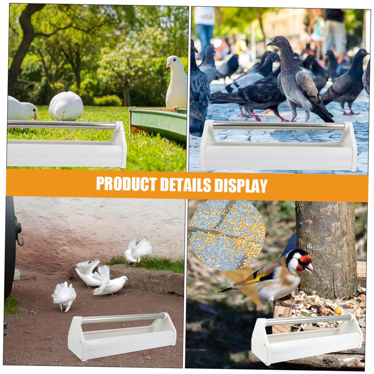 VICASKY Mangeoire à Pigeons Facile à Nettoyer et Anti-éclaboussures en Acier Inoxydable et Plastique Lot de 2 pour Oiseaux en Extérieur Les Parcs