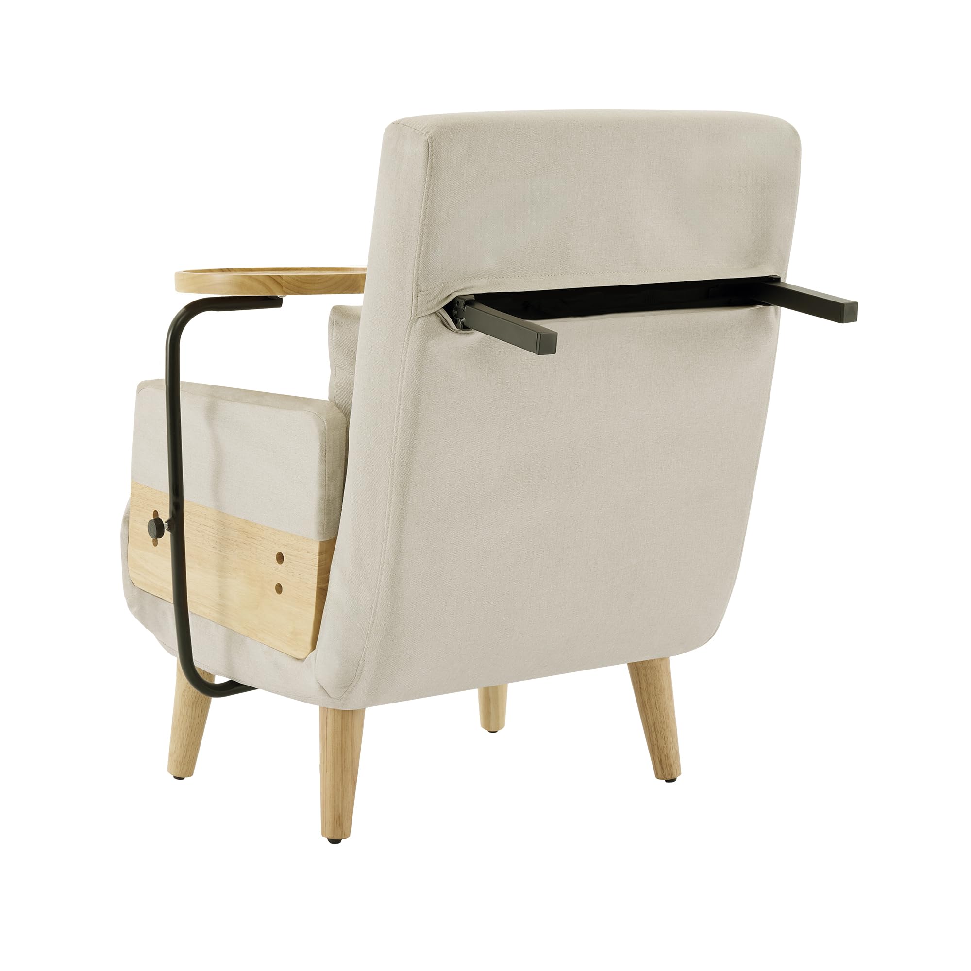Poltrona di conversione 3 in 1 con funzione di sonno, con vassoio in legno, sedia pieghevole imbottita, seduta imbottita, poltrona lounge, letto singolo, adatta per soggiorno, camera da letto