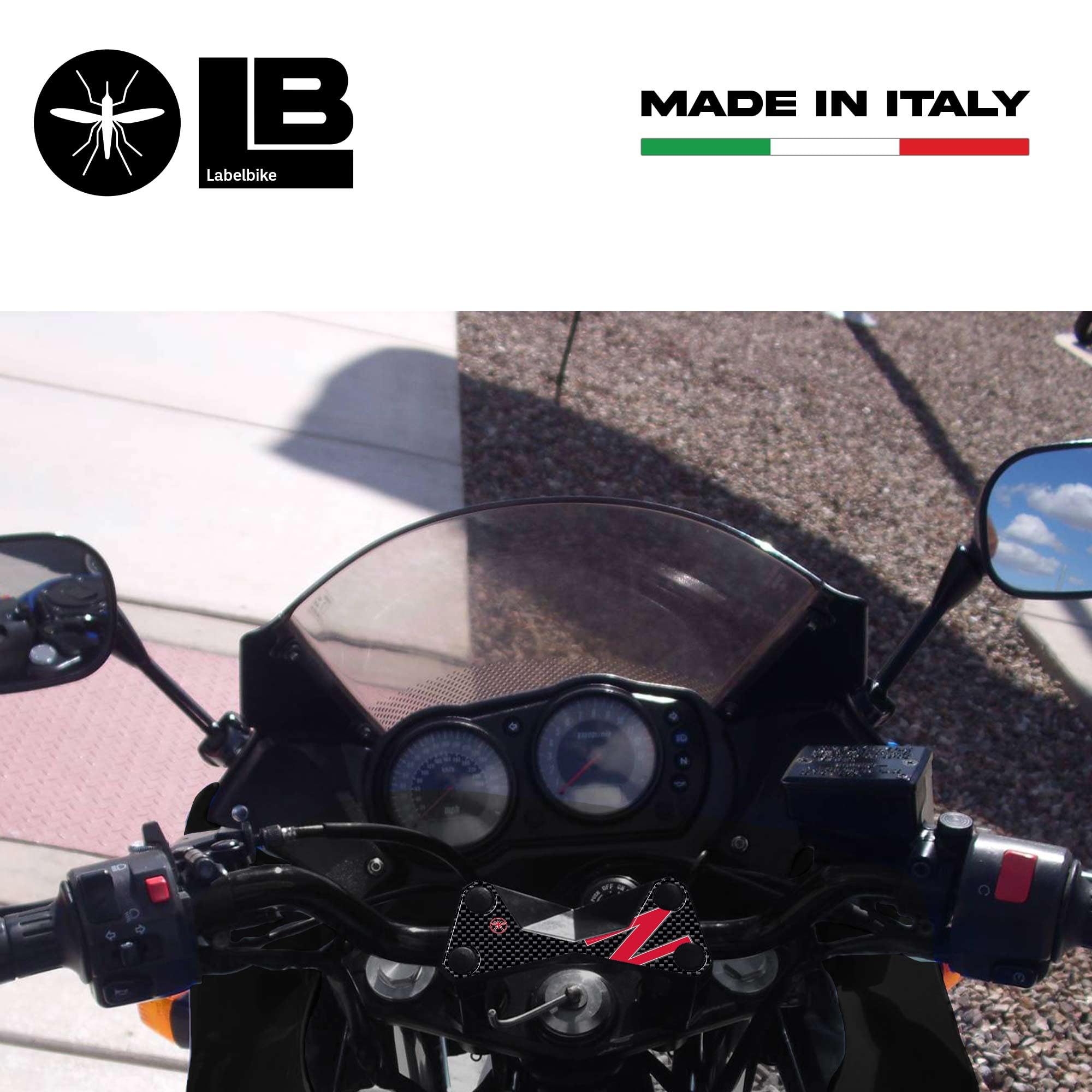 Adesivo Protettivo 3D Per Piastra Sterzo Compatibile Con HONDA VFR 750, Misura 145,6 X 54,3 Mm, Effetto Carbonio, Made In Italy