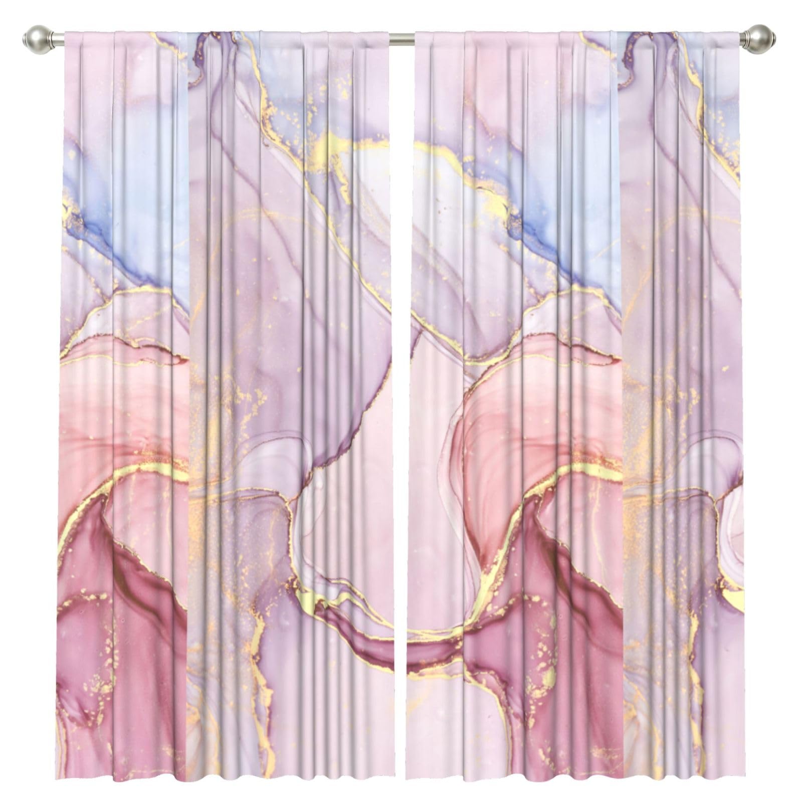 InOmak Pink Marble, 2 Panels Window Curtains 52 x 84 Inch Blackout Curtains for Living Room Bedroom