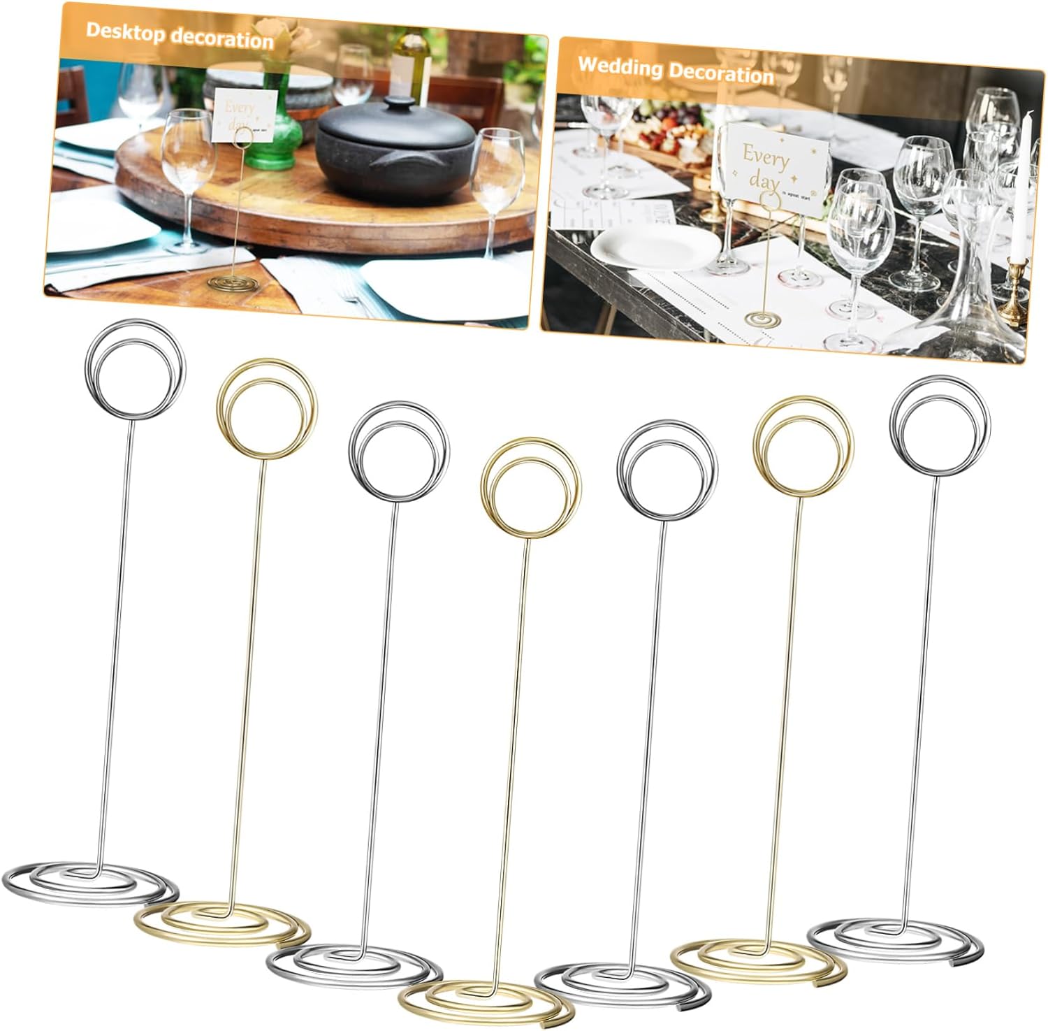 Cabilock 40pcs Table Card Holders Wire Menu Holders Stable Base Multi-Functional Display Stands for Weddings Birthdays and Banquets