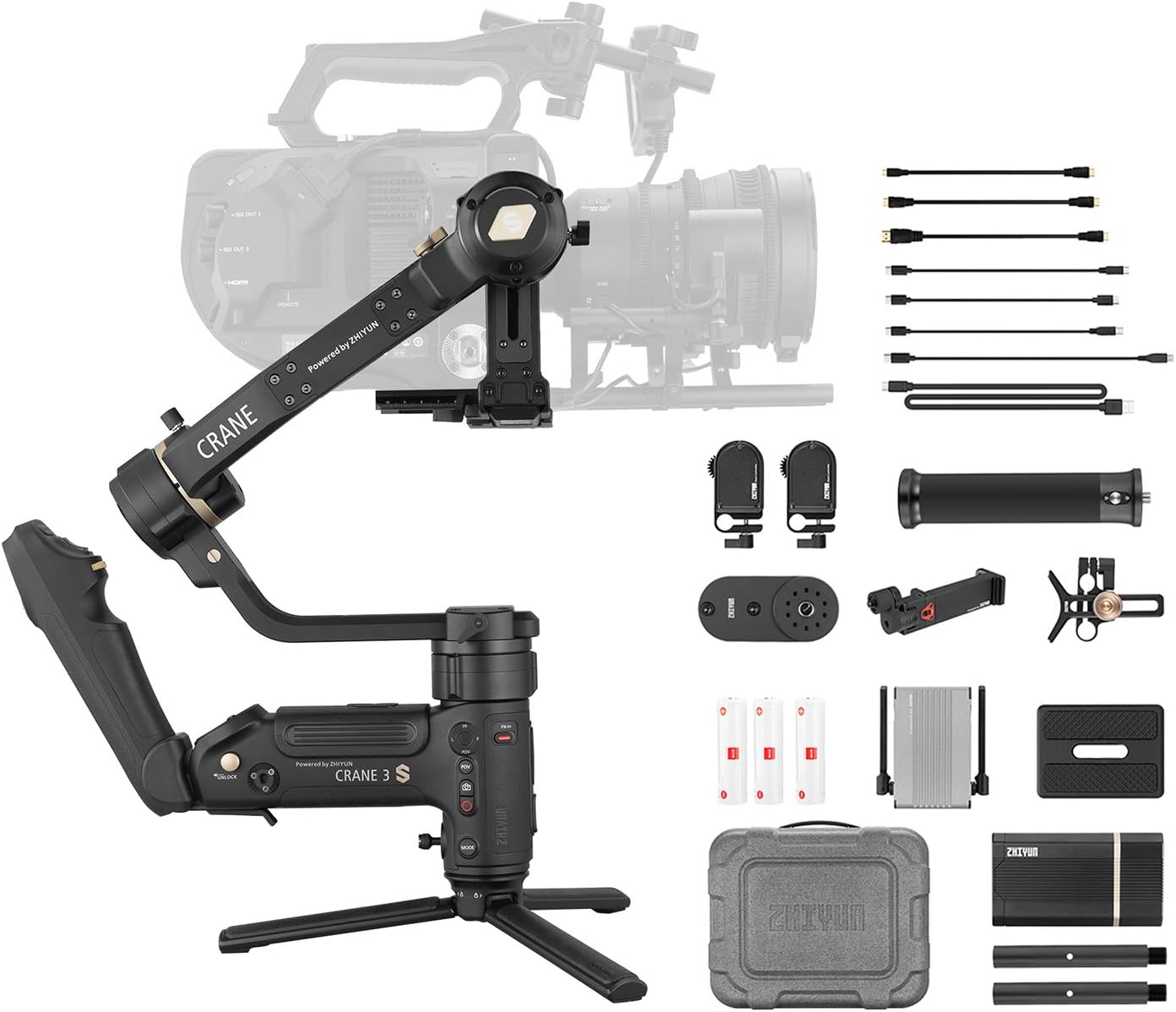 Zhiyun Crane 3S Pro Kit [Official] Handheld 3-Axis Gimbal Stabilizer for DSLR Cinema Cameras and Camcorder (PRO Package)