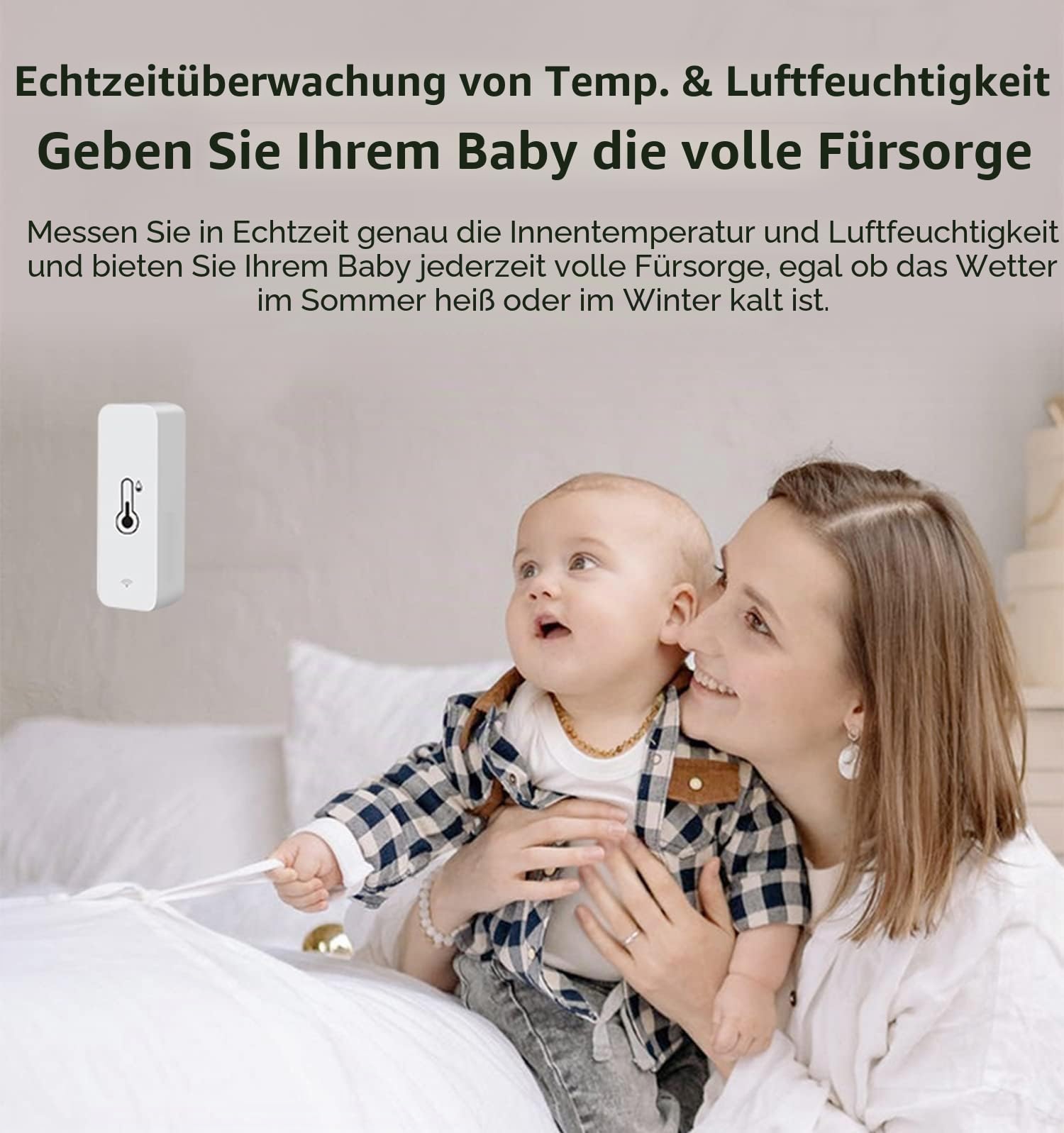 SENCKIT WiFi-Feuchtigkeits- und Temperaturmonitor, intelligentes Hygrometer-Thermometer für Fernüberwachung und Alarm, hochpräzises Innenthermometer mit TUYA-App, kompatibel mit Alexa (4 Stück)