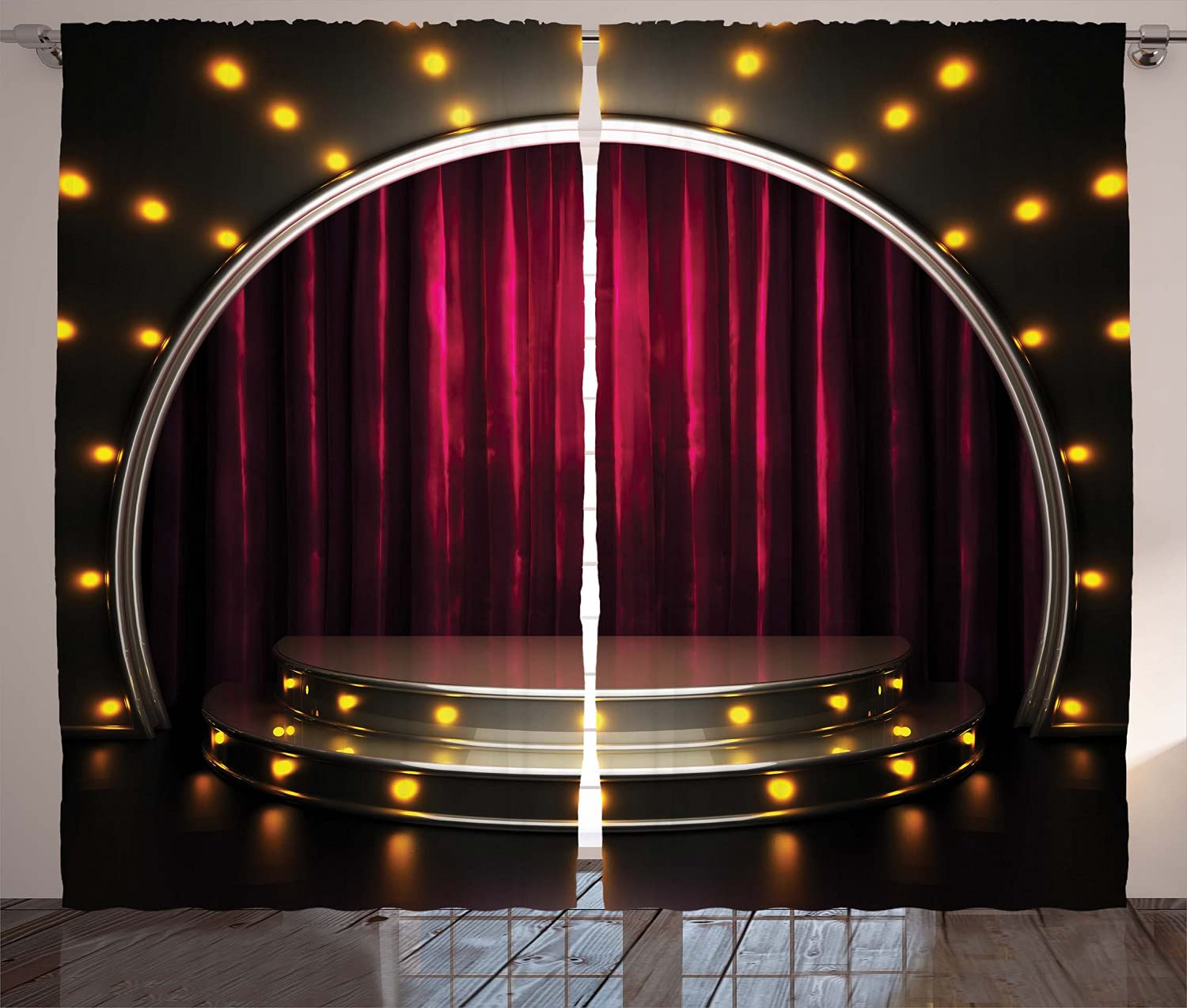 Amazon.com: Ambesonne Theatre Curtains, Stage Arts Drapes Curtains  Illustration Music Play Acting Print Print, Living Room Bedroom Window  Drapes 2 Panel Set, 108" X 90", Burgundy Yellow : Home & Kitchen