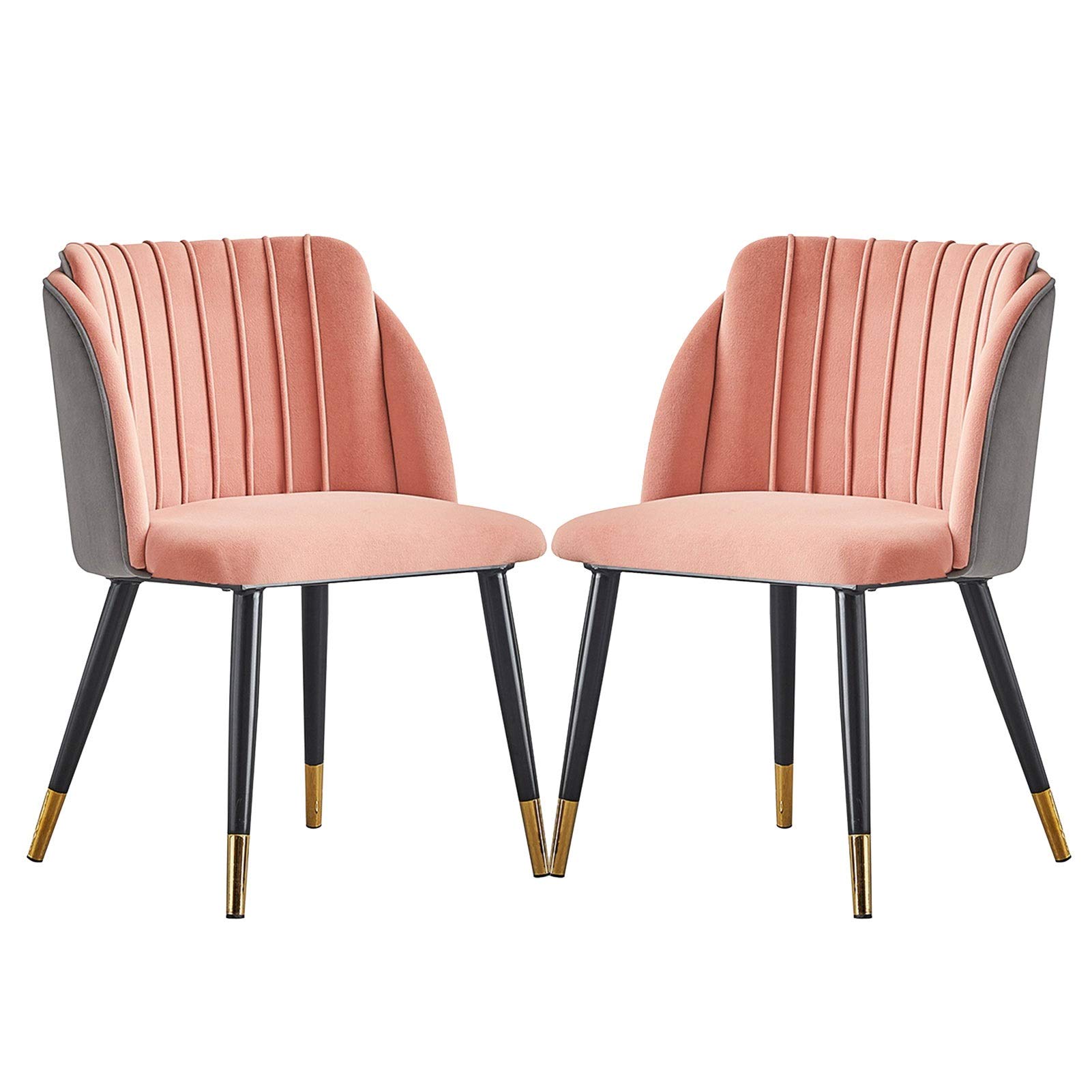 SJIALEN 2pcs Kitchen Dining Chairs,for Dining Room Hotel Office Lounge Chair Soft Padded Seat and Backrest Golden Velvet Chair Kitchen Chair (Color : Pink)