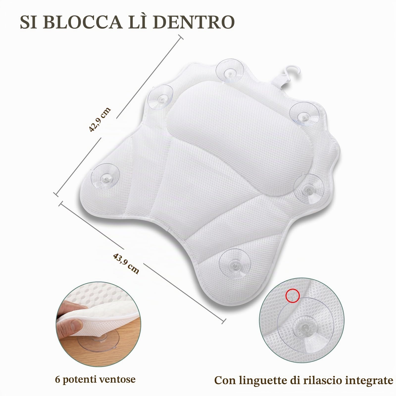 RUVINCE - Cuscino per vasca da bagno per donne e uomini, con 4 cuscini per vasca da bagno ergonomici, per collo, testa e spalle