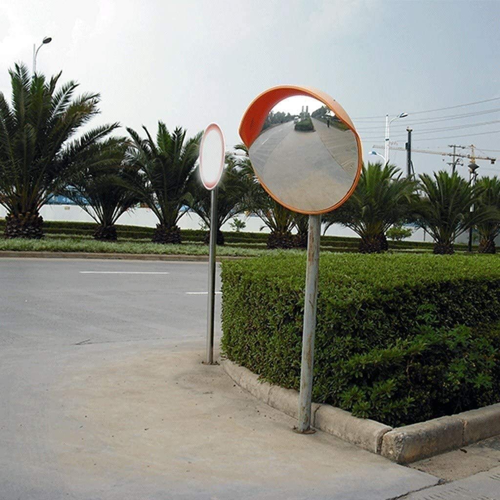 Espejo Convexo de Gran Angular para Carreteras, Espejo de Seguridad Calle for Exteriores, Ajustable, Curvado, Color Naranja, anticaída, Convexo, for Garaje(60Cm)