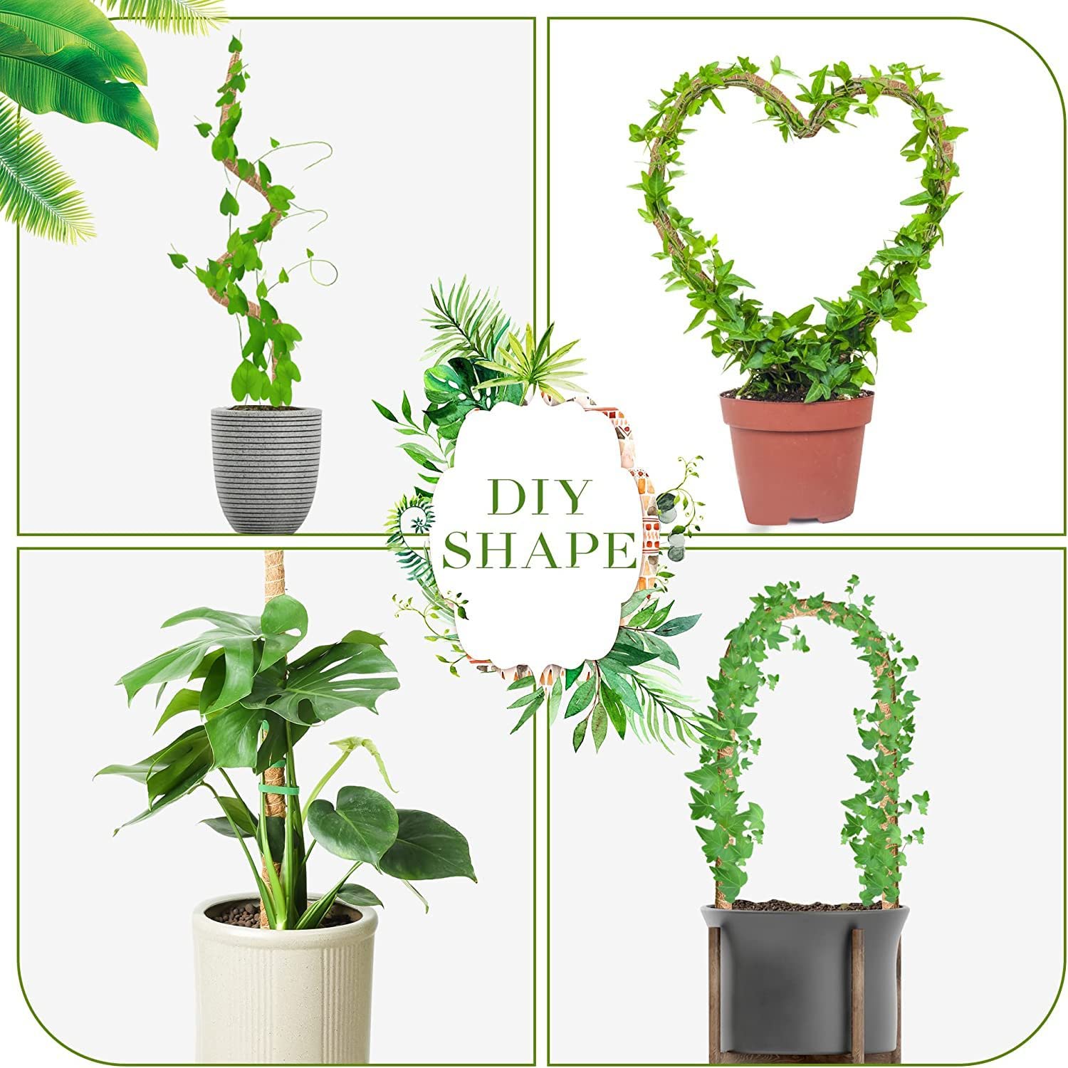 Abimars Lot De 50 Tuteurs Verts Pour Plantes Grimpantes,Bâtons De