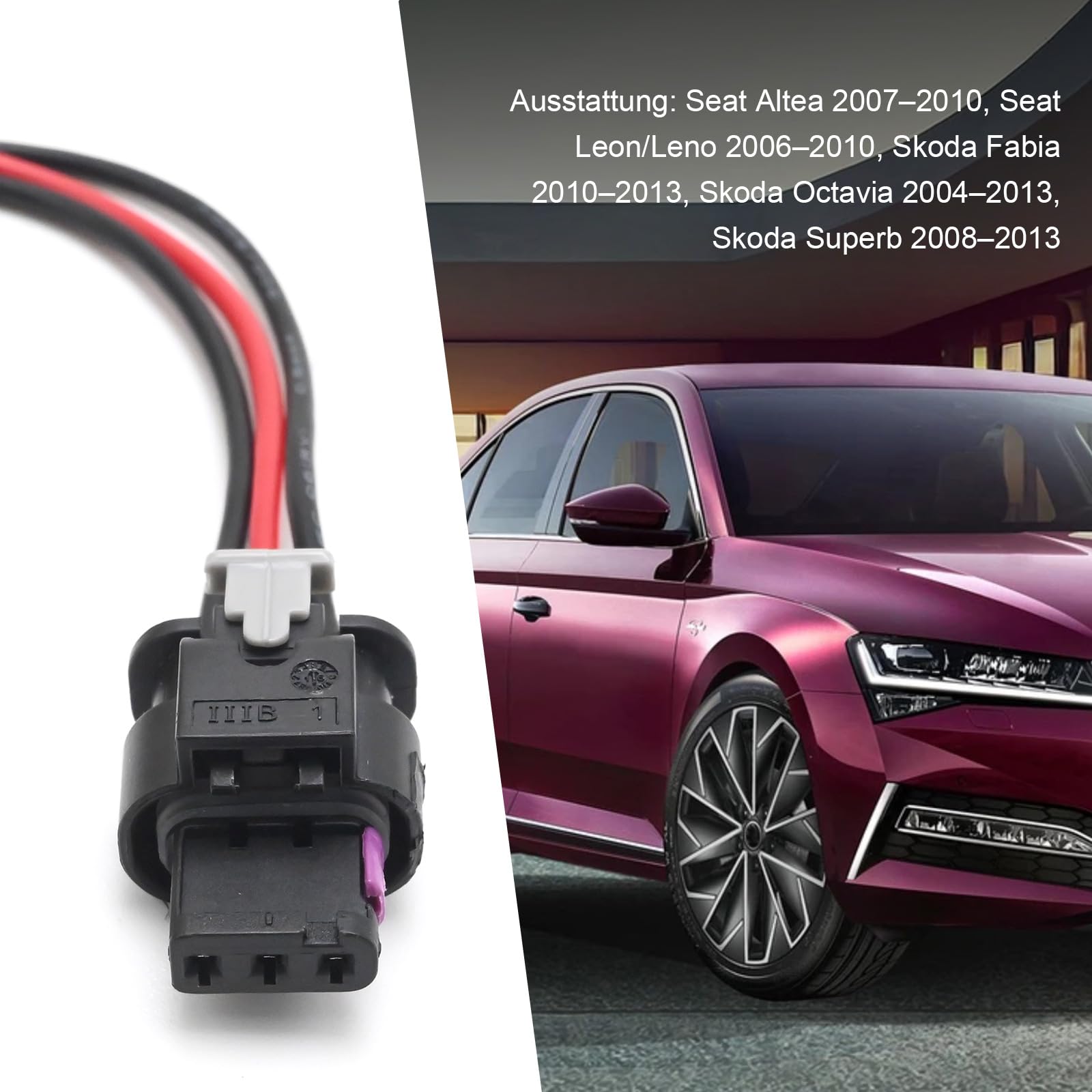 2 sztuki 3-biegunowy czujnik parkowania wtyczka 4F0973703 4H0973703, zamiennik wtyczki pigtail wiązka przewodów adapter 13,5 cm, zamiennik do Skoda Fabia 2010-2013, zamiennik 4H0973703