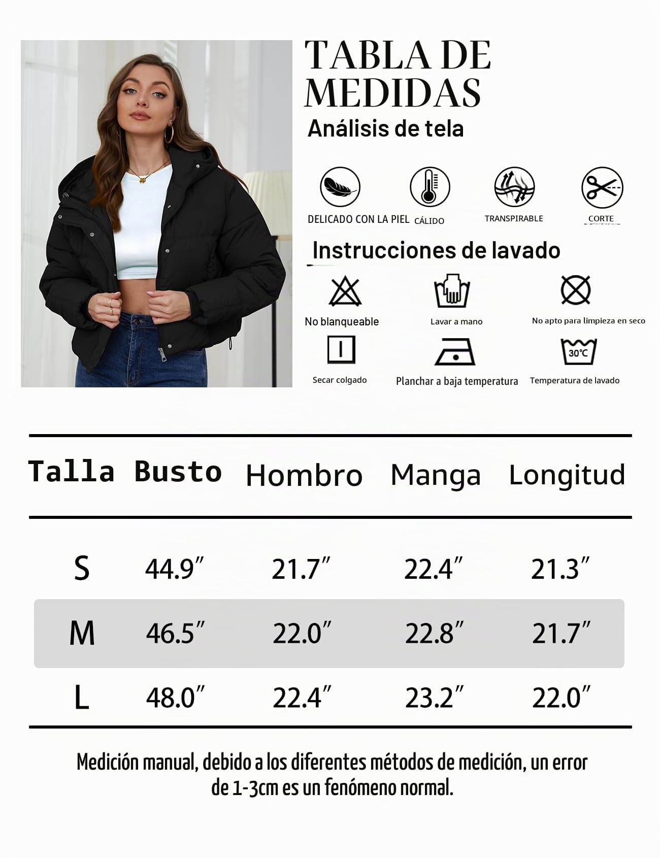 Yimoon Chaqueta corta acolchada de invierno para mujer, con capucha, cremallera, corta, acolchada, abrigo, abrigo
