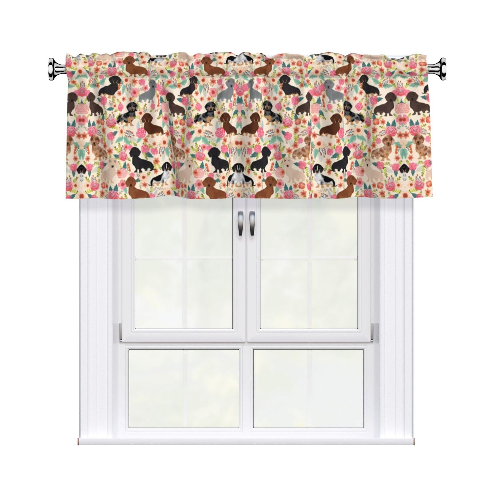 YYHHAOFA dachshund Prints Durable Kitchen Window Layer – 54x18 Inch 100% Polyester Valance with Precision Construction