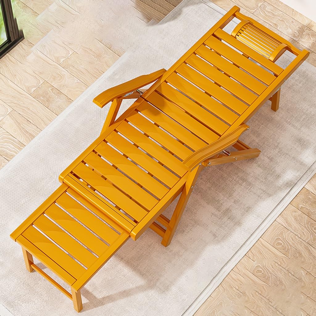 Krzesło Patio Składany Składany Drewniany Podnóżek Chowany Podnóżek Zero Gravity Ergonomiczna Oszczędność Miejsca Ogród, Basen i Patio (Color : Brown)