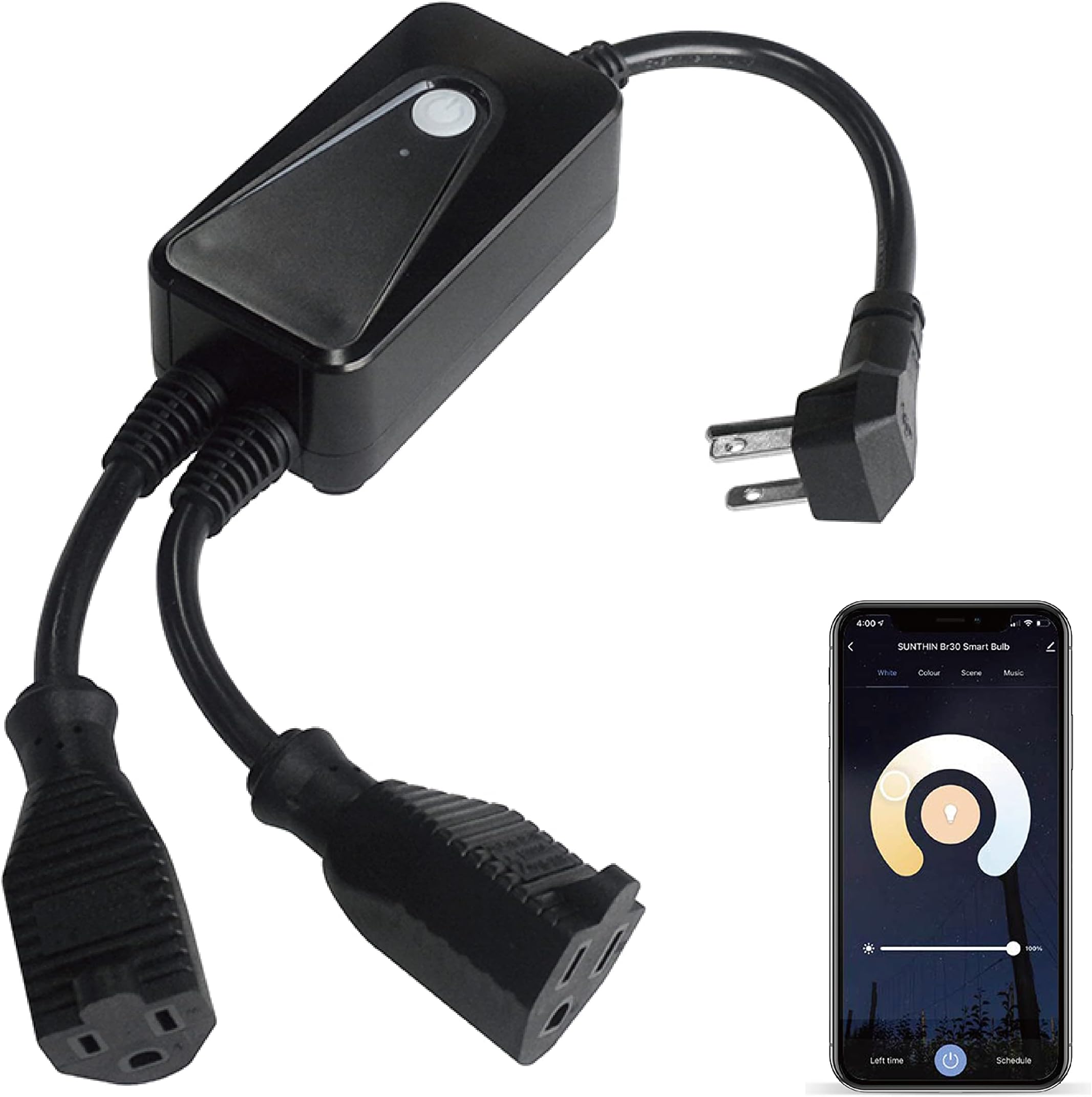 Banord Smart Outdoor Dimmer, WiFi Smart Dimmer Plug for String Lights Compatible with Alexa Google, IP55 Waterproof Light Dimmer with Max Power 400W for Incandescent, 150W for LED