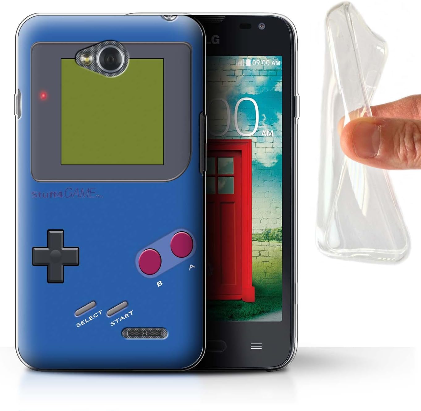 Stuff4 Phone Case for LG L65/D280 Video Gamer/Gameboy Dark Blue Design Transparent Soft Flexi Gel TPU Cover