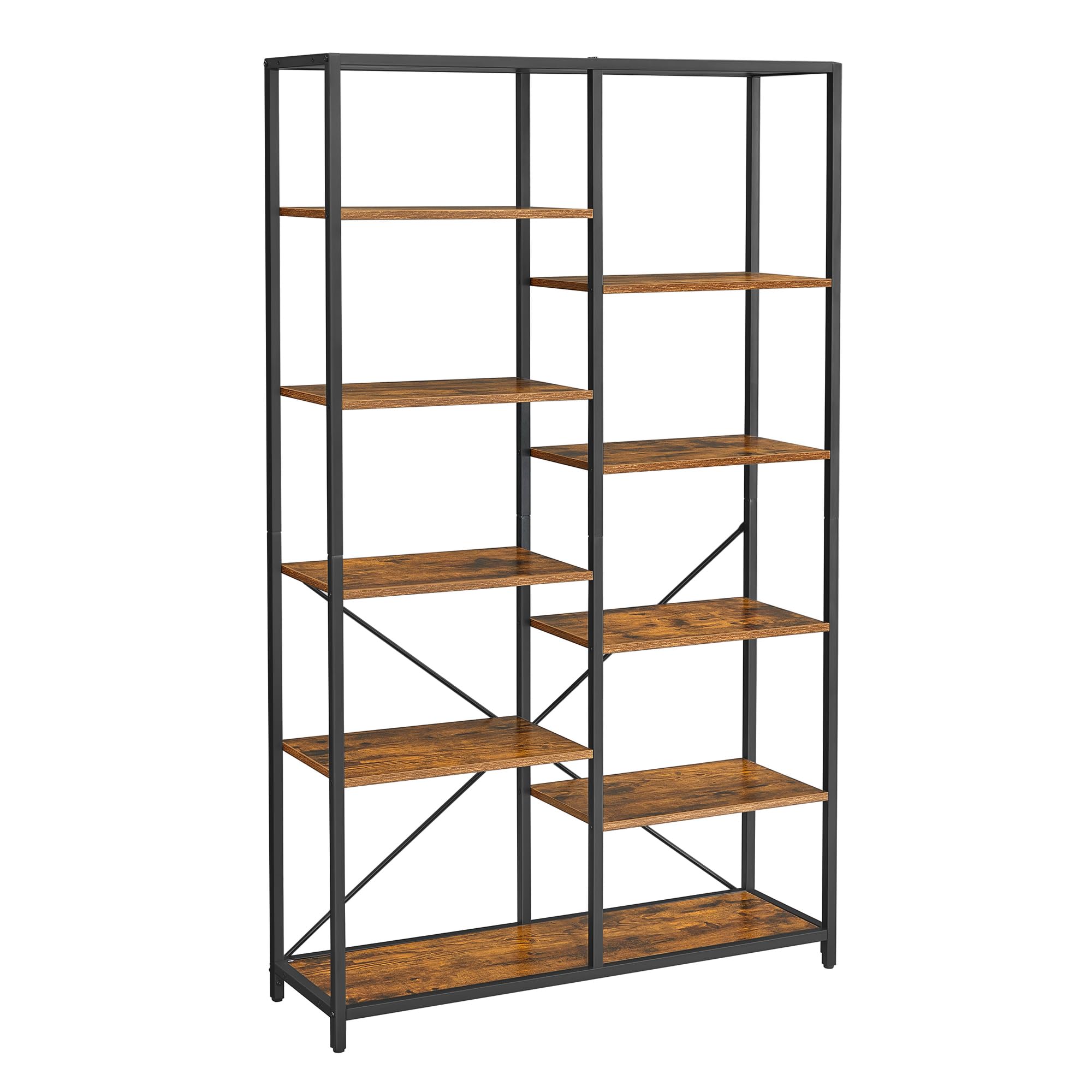 VASAGLE Librería de 5 Niveles, Biblioteca de Pie, Estantería de Almacenamiento, para Salón, Baño, Cocina, Pasillo, Montaje Simple, Marrón Rústico y Negro LLS155B01