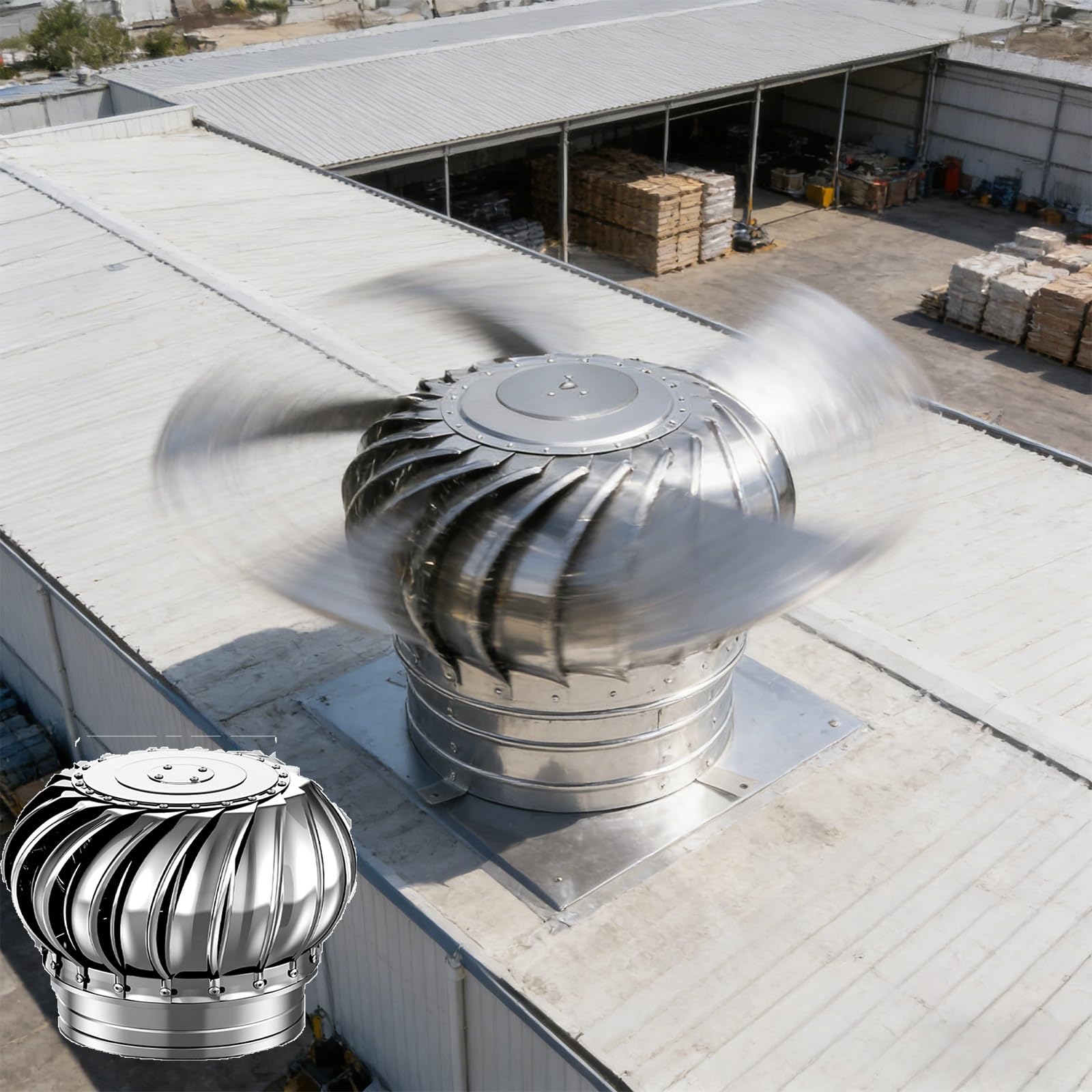 IvyLoutish 160mm/6.3in, 304 Turbine Roof Vent, Round Roof Turbines Ventilator Roof Wind Turbinse Rain Cap Vent, with Wind Turbines, Sturdy and for Chimney