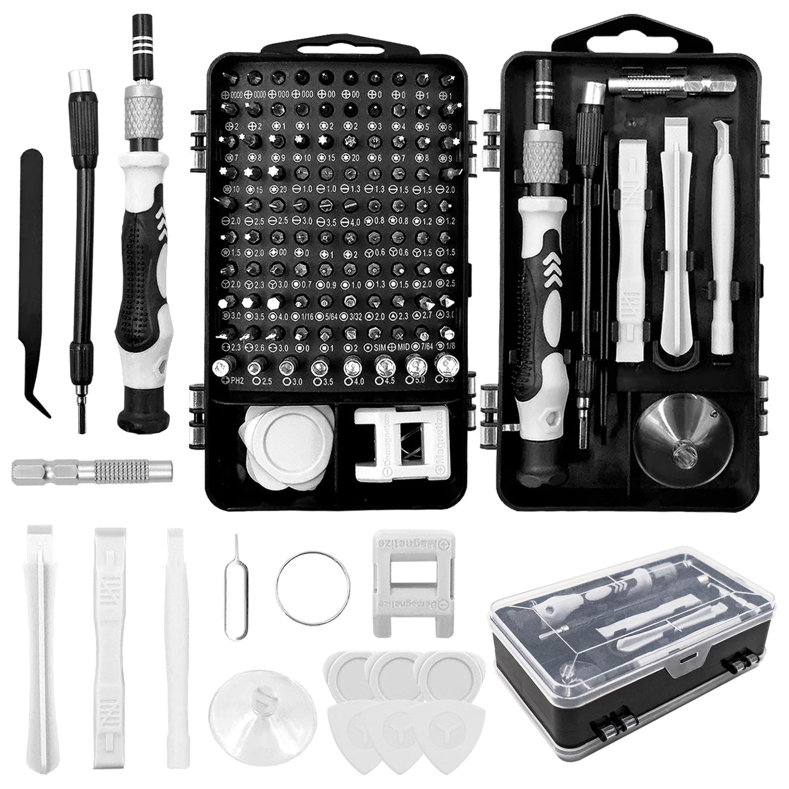 Precision Screwdriver Set Mini Kit, 115 in 1 Carbon Steel Magnetic Tips for Laptop Desktop Phone Watch Camera, Adjustable Extension Rod and Flexible Hose, 6.3×3.9×2 Inches