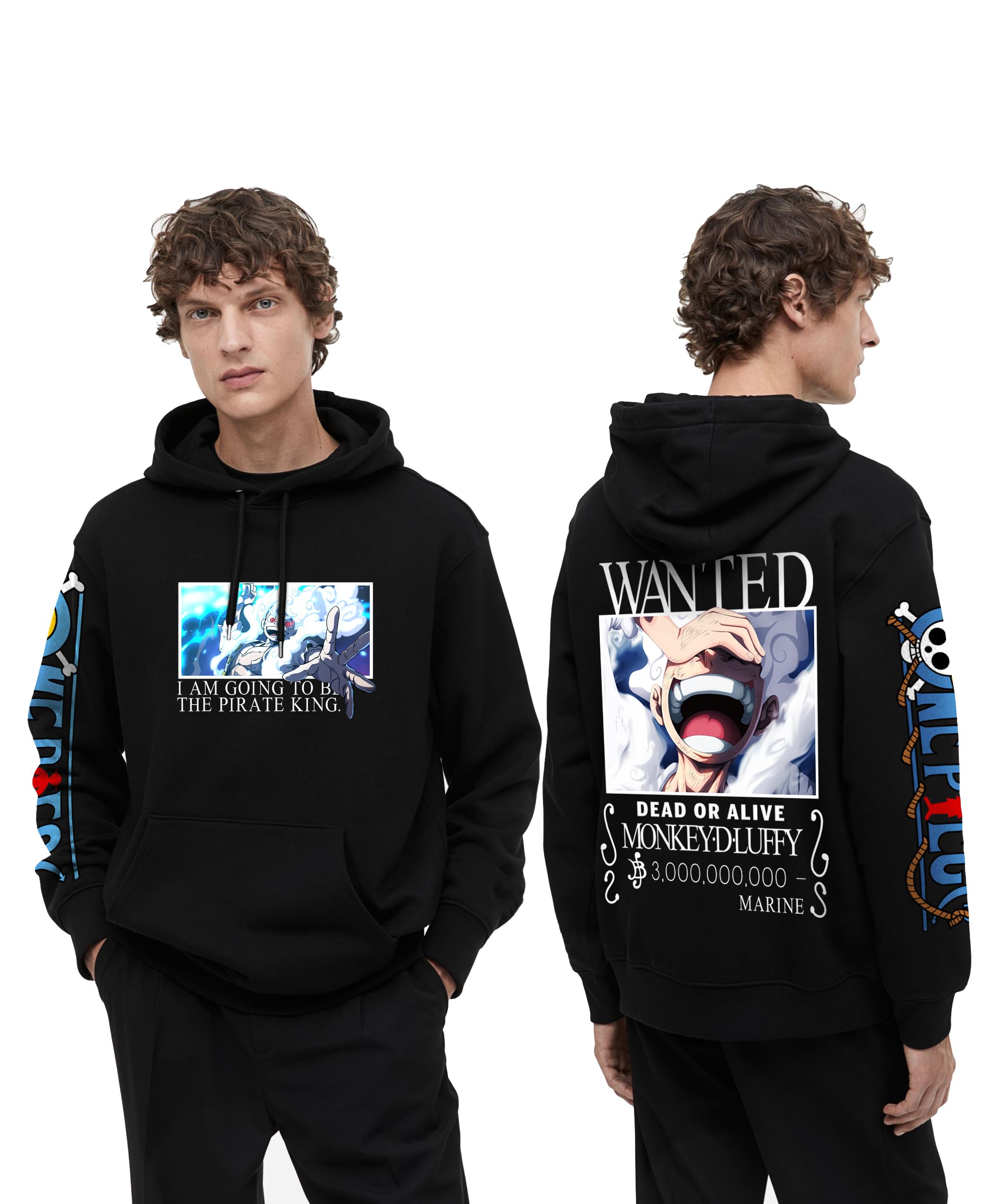 three times 5 One Piece Luffy Gear 5 Anime Printed Hoodie | 100% Cotton | Full Sleeve | Graphic Casual Pullover Hooded Sweatshirt for Men and Women-picture-50