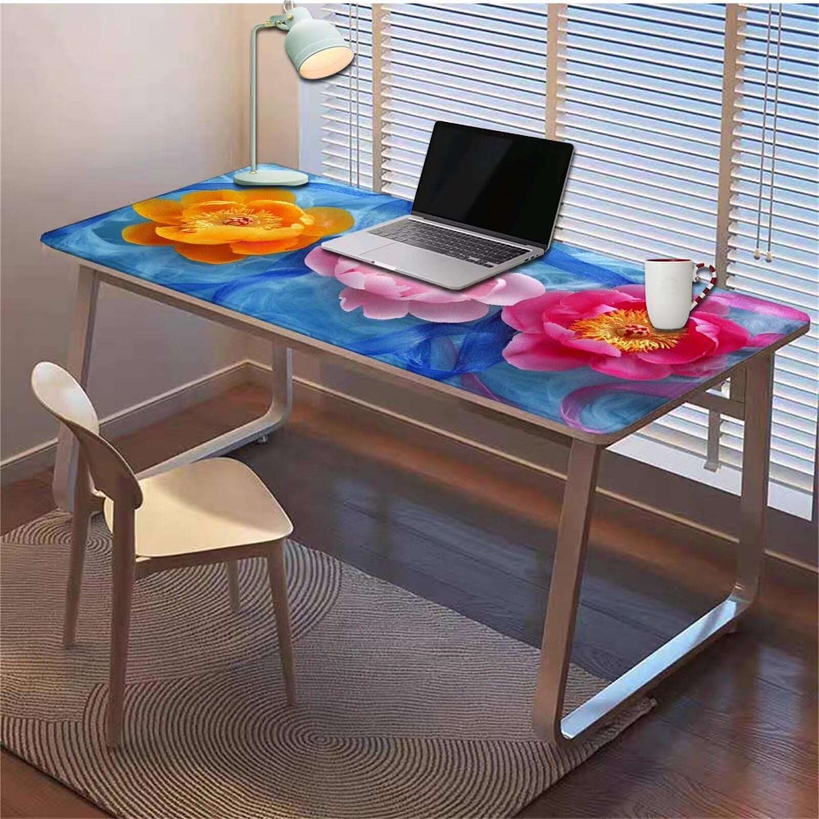 Gamingowa podkładka pod mysz 1200 x 600 x 3 mm, XXL, wodoszczelna, odporna na ścieranie, z przyszytymi krawędziami, niebieska, podkładka na biurko, poprawia prędkość i precyzję pod laptopa, komputer