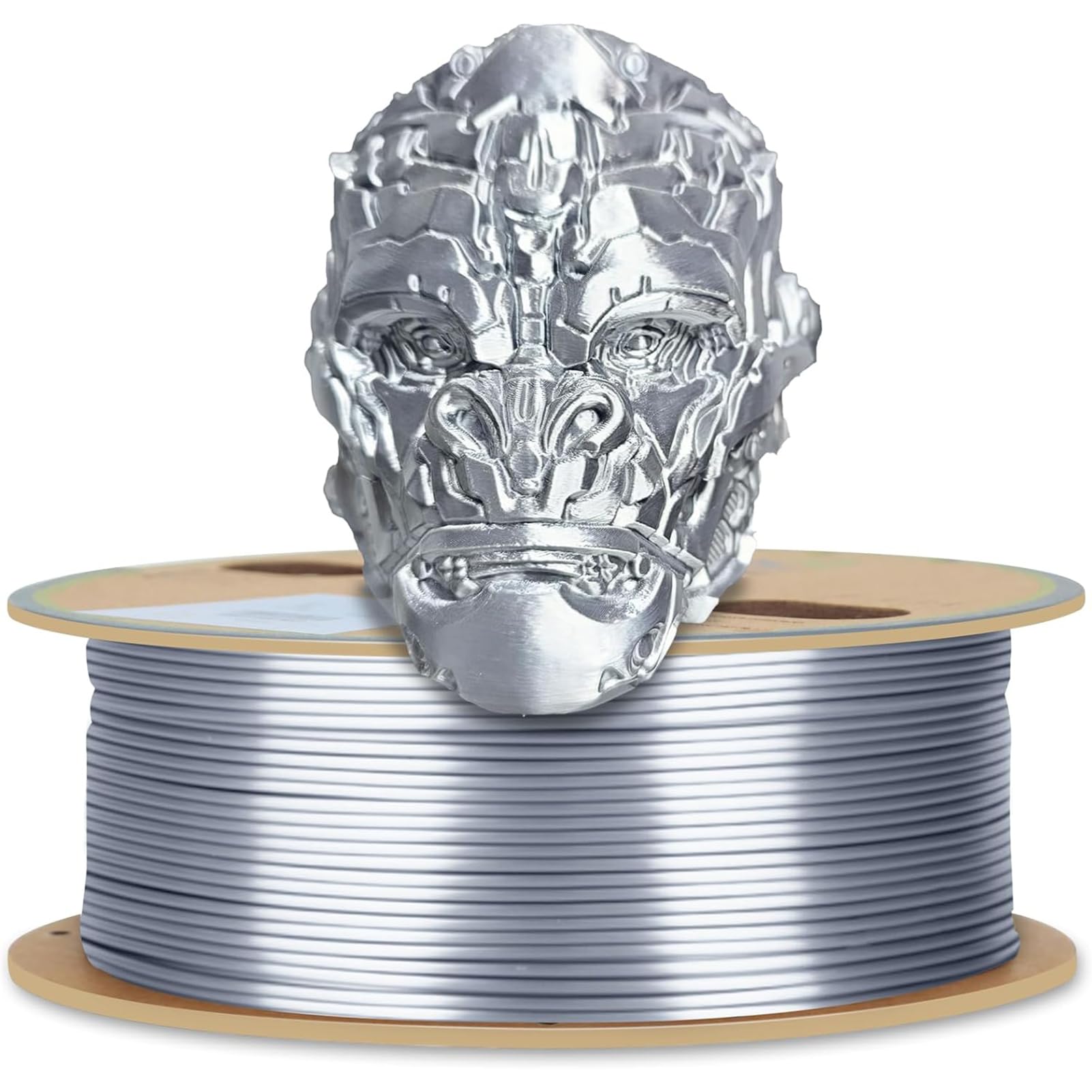 YOUSU PLA-Filamentseide für 3D-Drucker, goldenes Seiden-PLA-3D-Druckerfilament, 1,75 mm Maßgenauigkeit / 0,03 mm, metallisch glänzende Oberfläche mit vakuumversiegelter (Silber)