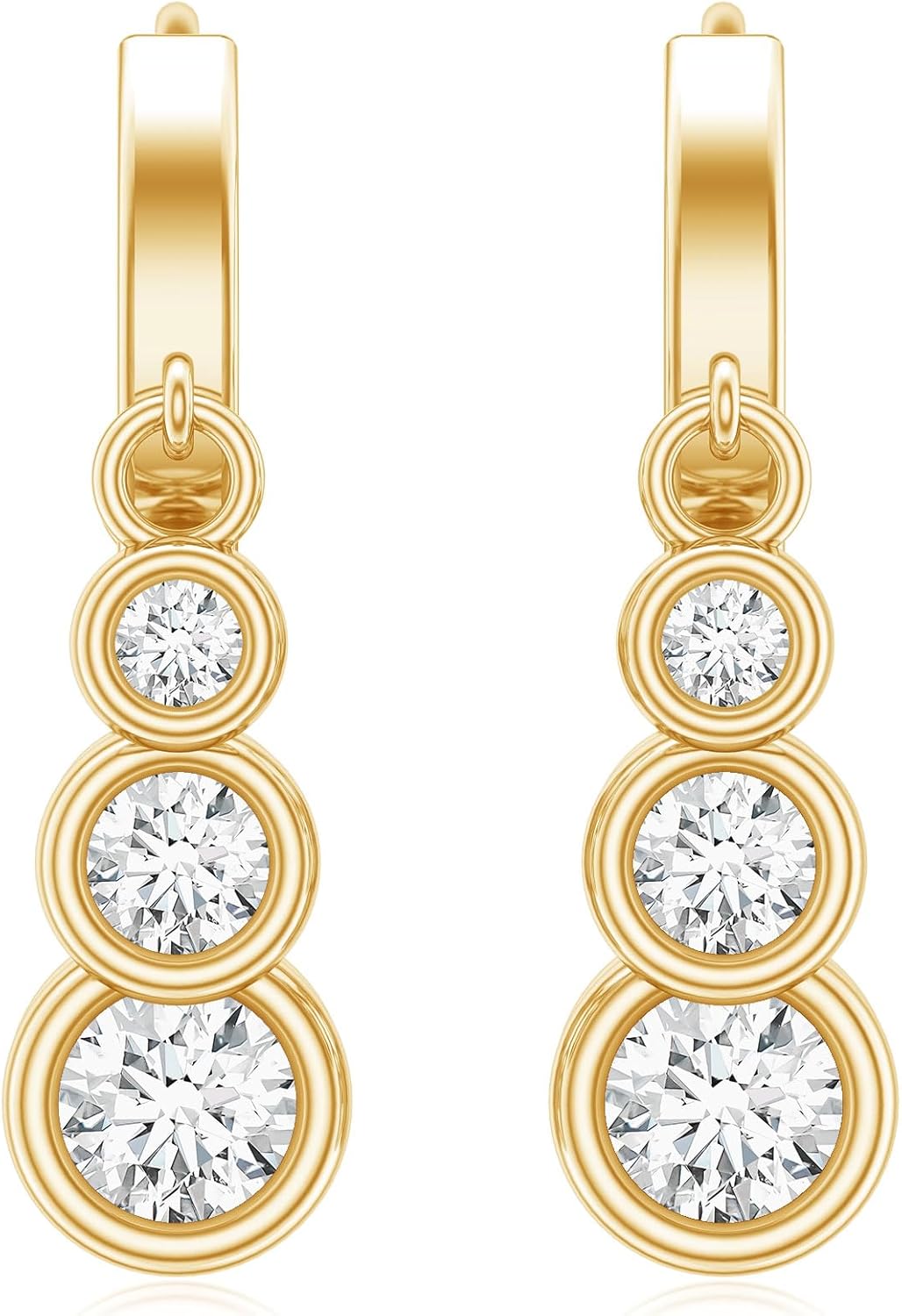 Certified 3 Carat Moissanite Hoop Earrings in Silver, D-Vs1 Quality, Bezel Set Moissanite Drop Earrings - Ready To Gift - Image 7