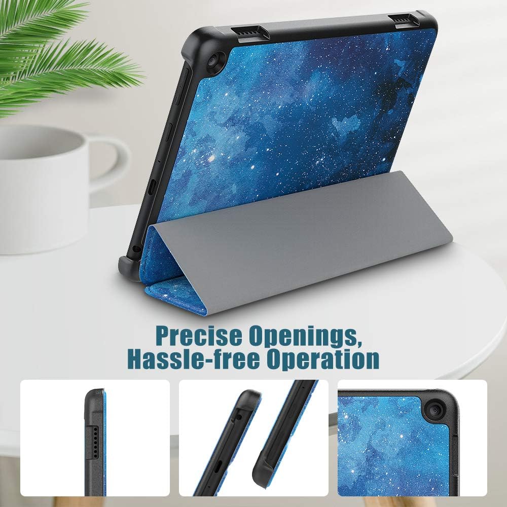 Dadanism Smart Case Fit All-New Kindle Fire HD 8 Tablet(10th Generation 2020 Release) and Fire HD 8 Plus 2020 Ultra Slim Lightweight Tri-Fold Shell Stand PU Leather Tablet Cover - Blue Sky Star