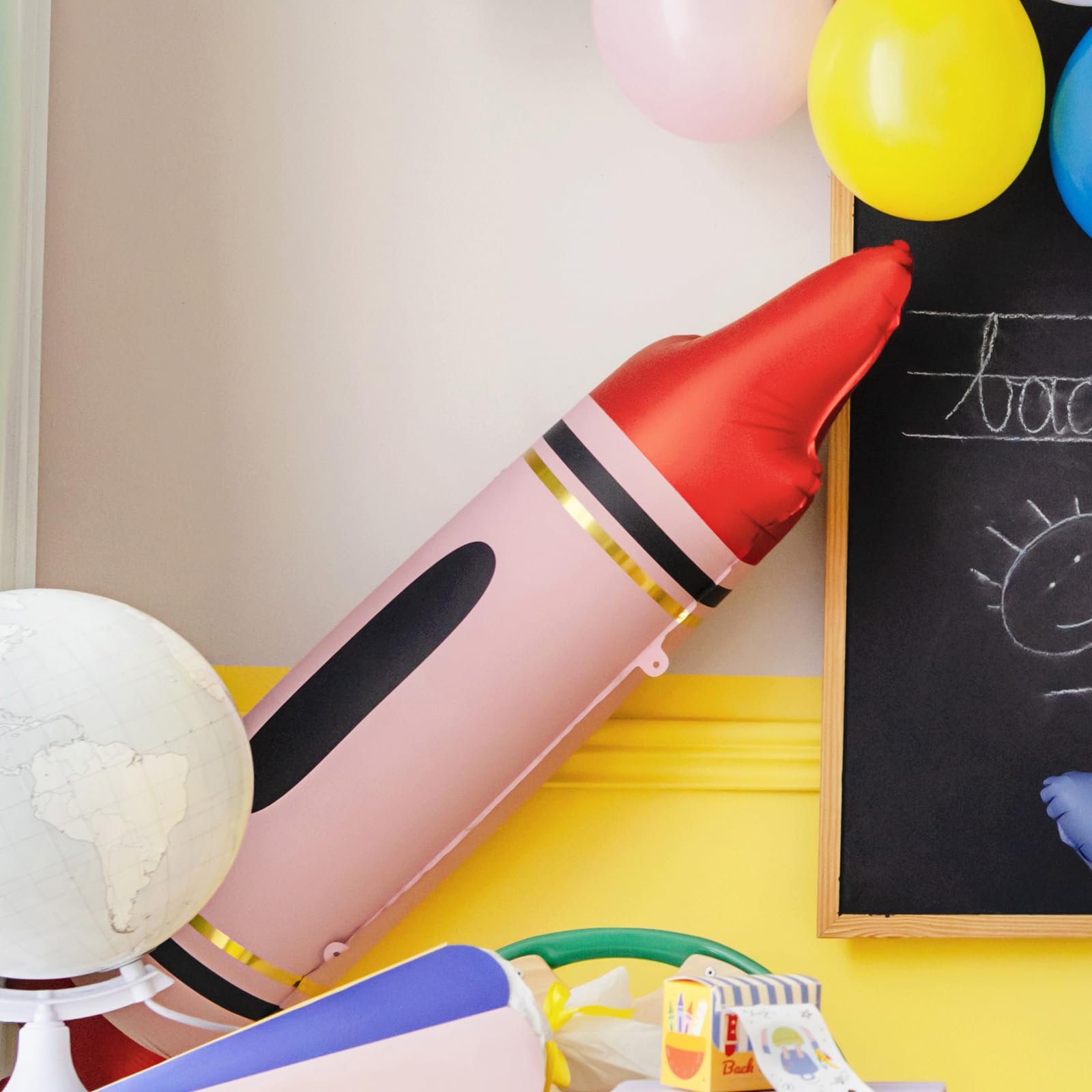 Red Crayon Foil Balloon for Kids Party, School or Nursery Decoration