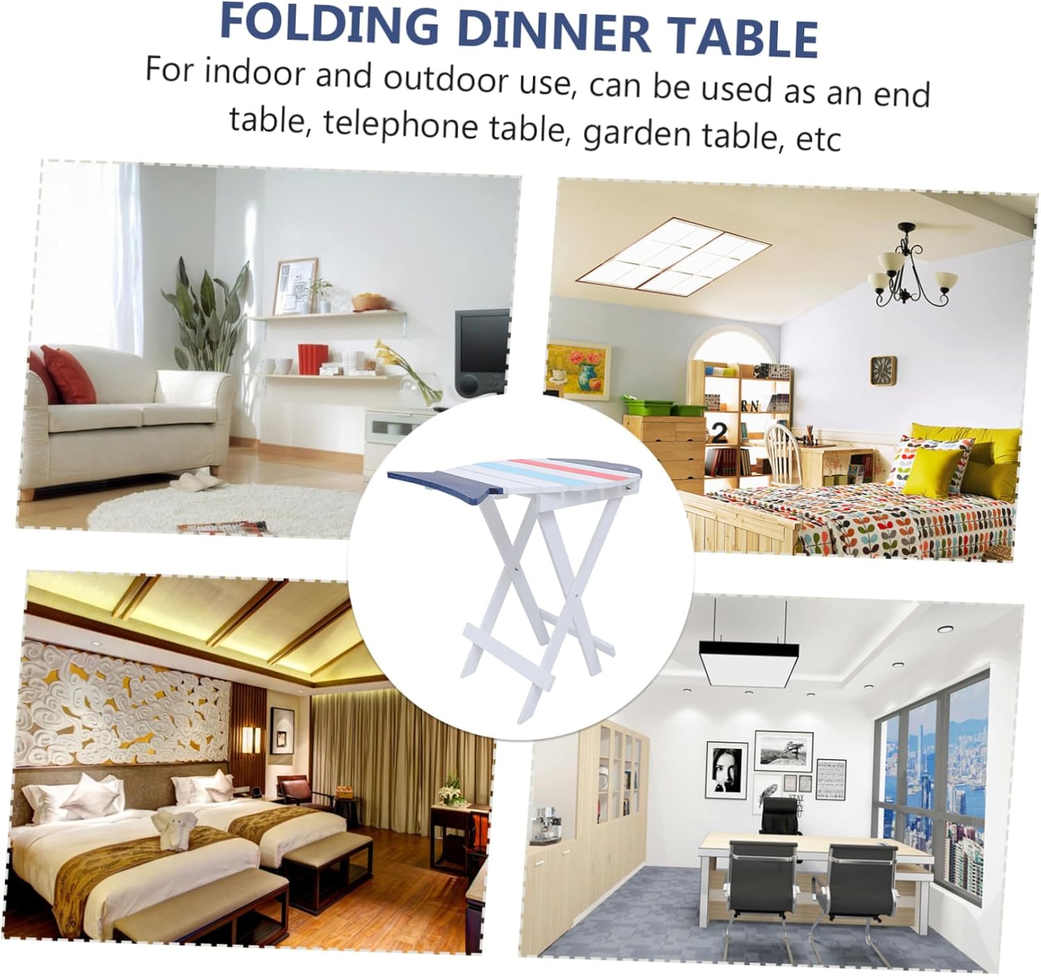 Unomor Folding Snack Table Chic Fish Pattern Design for Use Versatile Home Furniture for Dining Picnics and Garden Gatherings