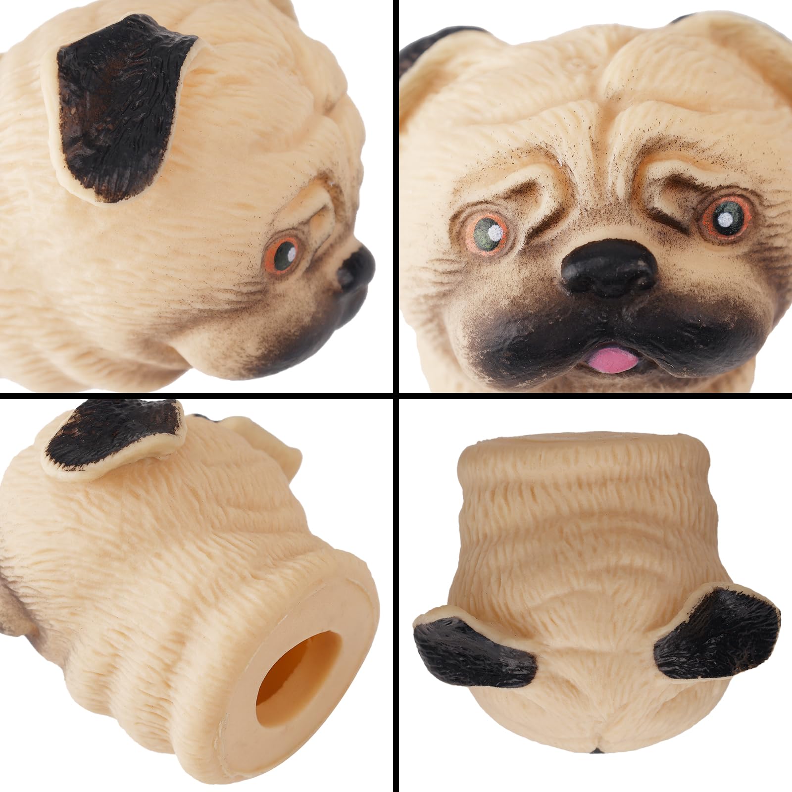 Andux 5pcs Animal Finger Puppets Realistic Rubber Animal Role Play Finger Puppets Set ZJWO-01 (Pug), Small - Image 4
