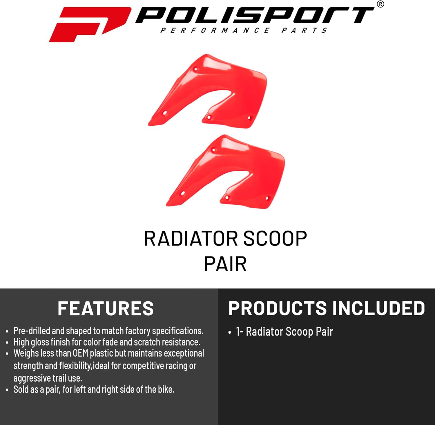 Polisport Radiator Scoops – Red Panels for Honda CR 125/250R (2000-2001) – OEM Fit, Glossy Finish, Lightweight & Impact-Resistant, Easy Installation