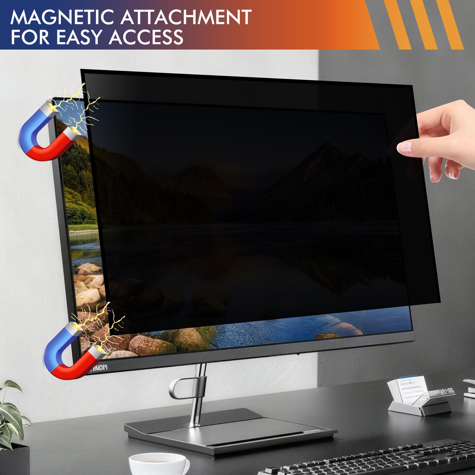 SOPPY Protector de pantalla magnético de privacidad para computadora de 23.8 pulgadas para monitor 16:9, filtro privado extraíble de 23.8 pulgadas para bloqueo antirreflejos de luz azul, protector de