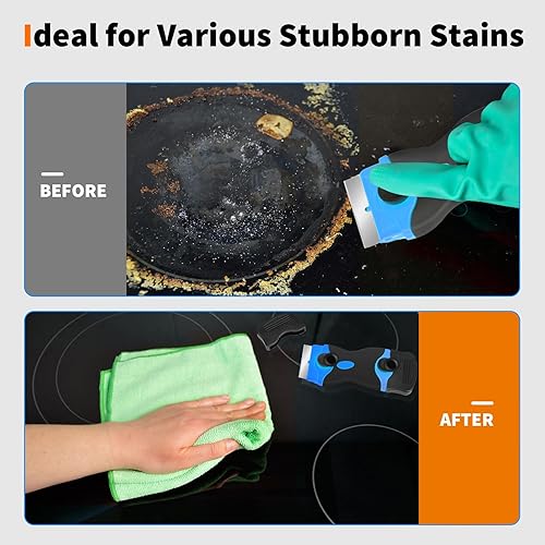 Miniatura 3 de Rascador de hoja de afeitar de plástico de doble extremo, herramienta raspadora de plástico con 40 cuchillas de afeitar de metal y plástico, vinilo,