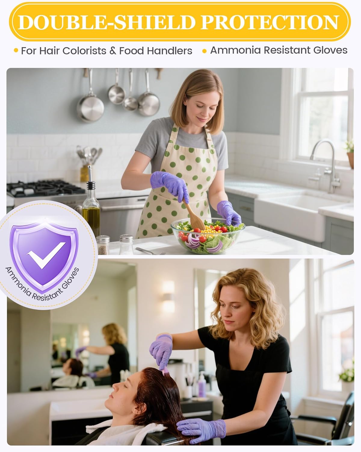 wcy Nitroshield Purple Disposable Nitrile Gloves Small 5Mil Powder-Free Exam Gloves - Medical, Food Prep,Cooking,Cleaning - 50pcs