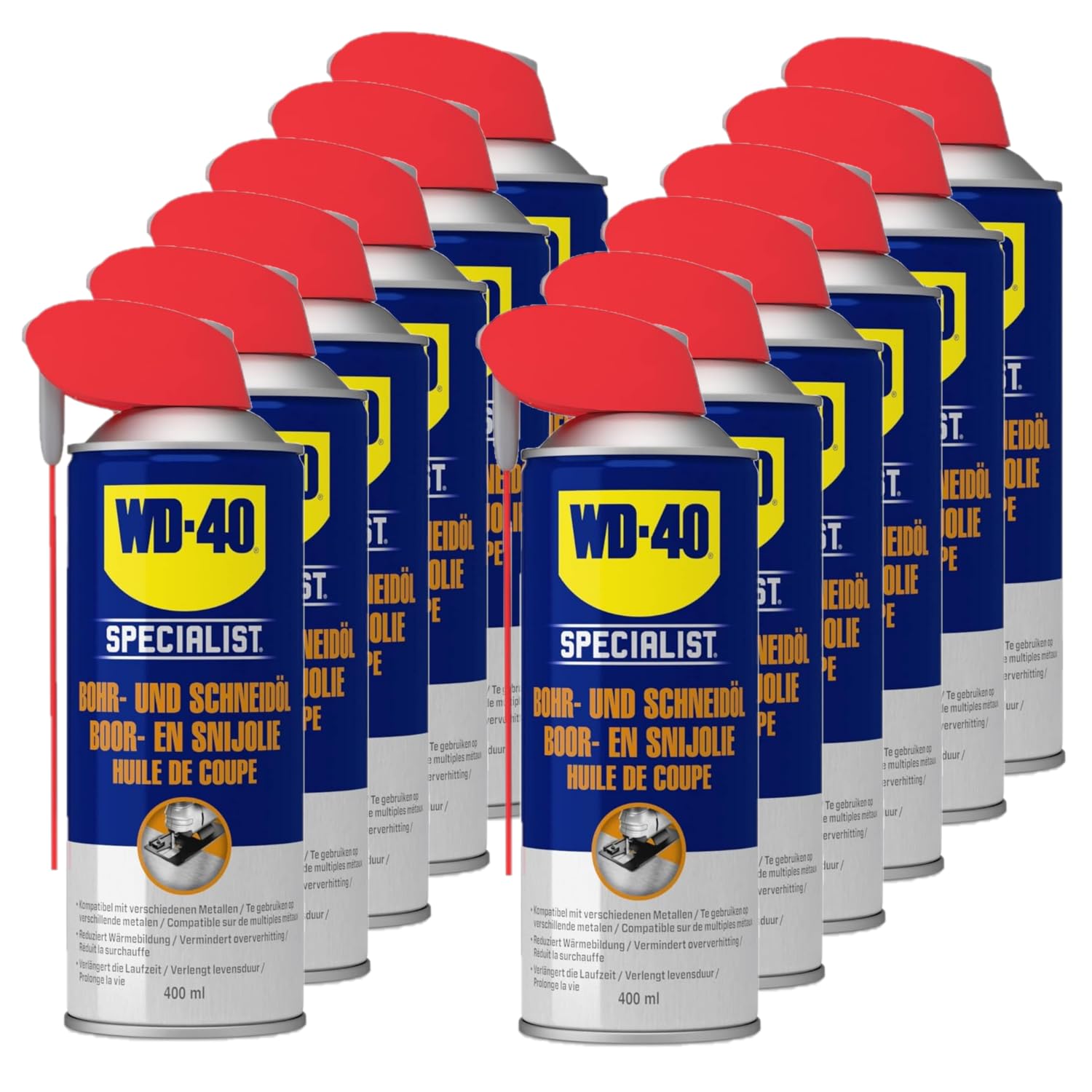 WD-40 Specialist - Aceite de perforación y corte (12 x 400 ml, lubricante, reduce el desgaste de las herramientas)