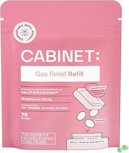 Cabinet Máximo alivio de gases para adultos con ingrediente activo, simeticona, 4.41 oz, se compara con la marca líder, alivio para hinchazón,