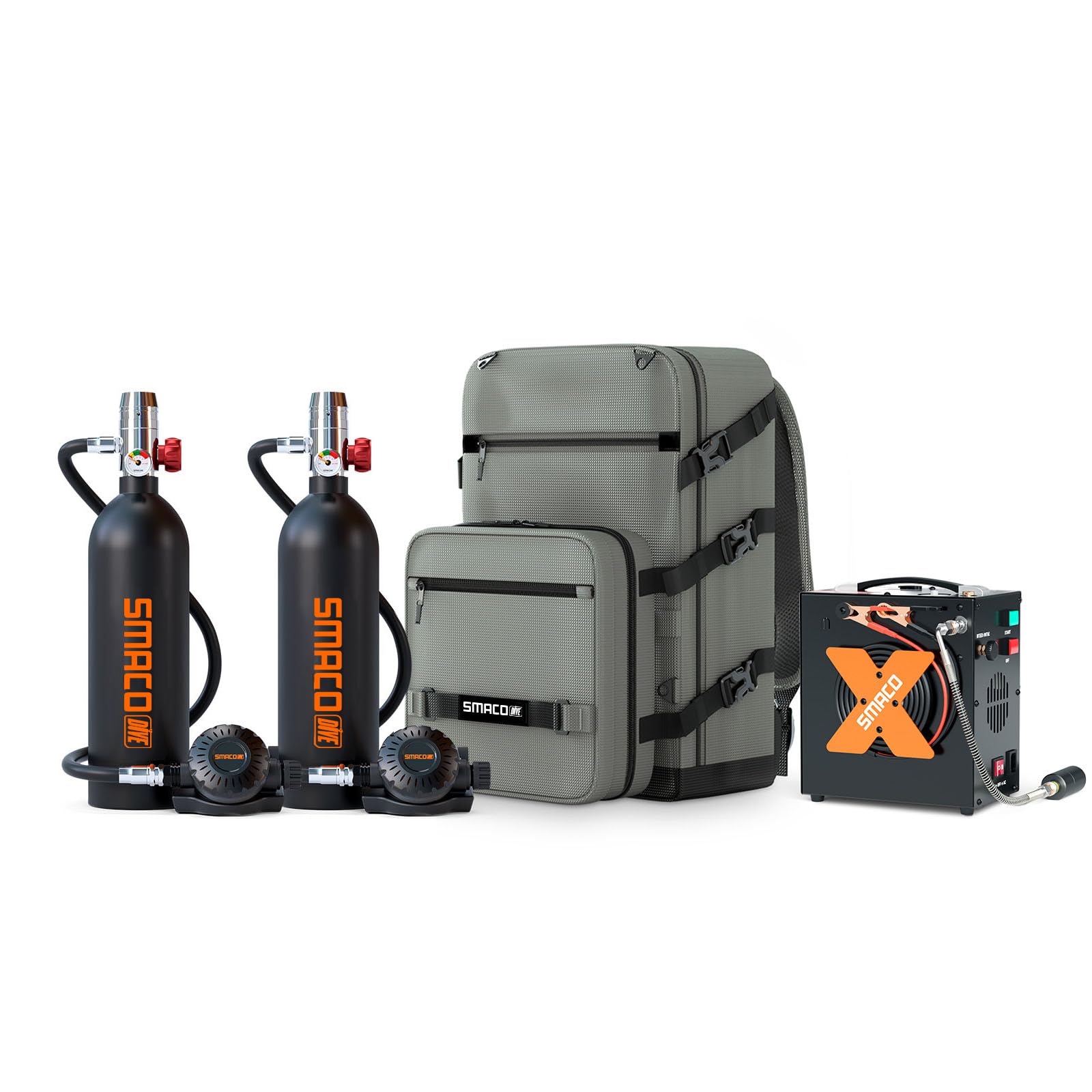 SMACO Mini Bombola Sub 1L Bombola Subacquea (2 Pezzi) per Immersioni Portatile Bombole Aria Sub Mini Scuba Tank per Soccorso di Emergenza Pulizia Imbarcazioni Fonte d'Aria di Riserva S400