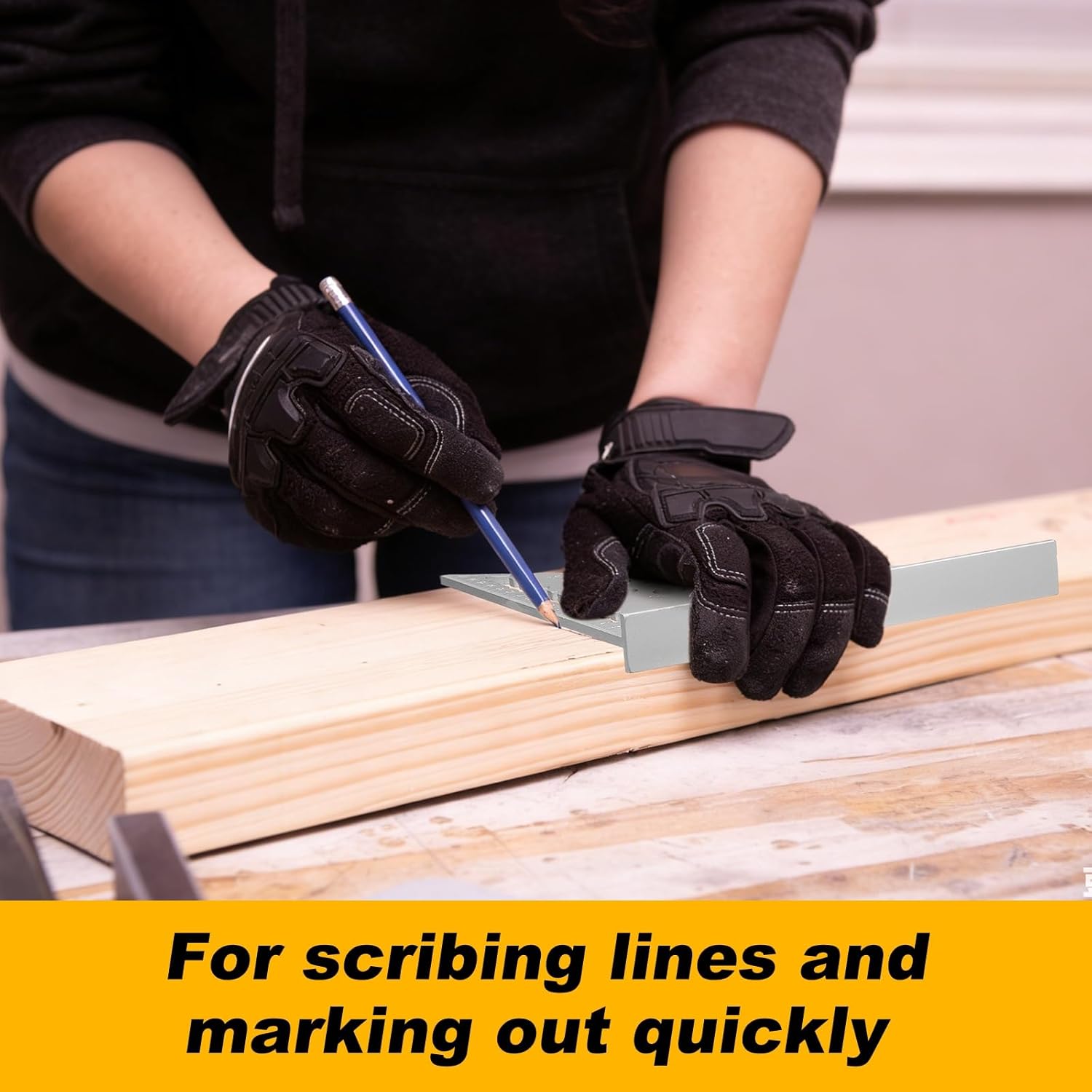 sourcing map 2Pcs Rafter Square 8" Imperial Aluminum Alloy Carpenter Measuring Layout Tool Metal Triangle Ruler Protractor for Woodworking and Carpentry