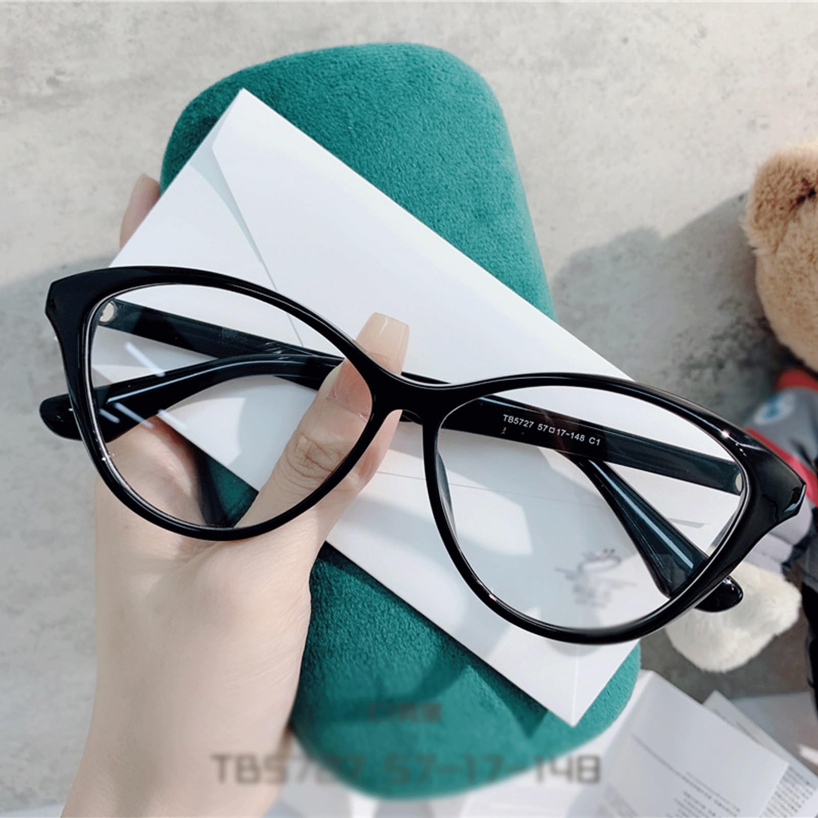 Monturas de Gafas Grandes a la Moda con Almohadillas for la Nariz, Gafas for Ordenador TR90, Gafas sin Receta, Lentes de PC Muy Transparentes(Matte Black)