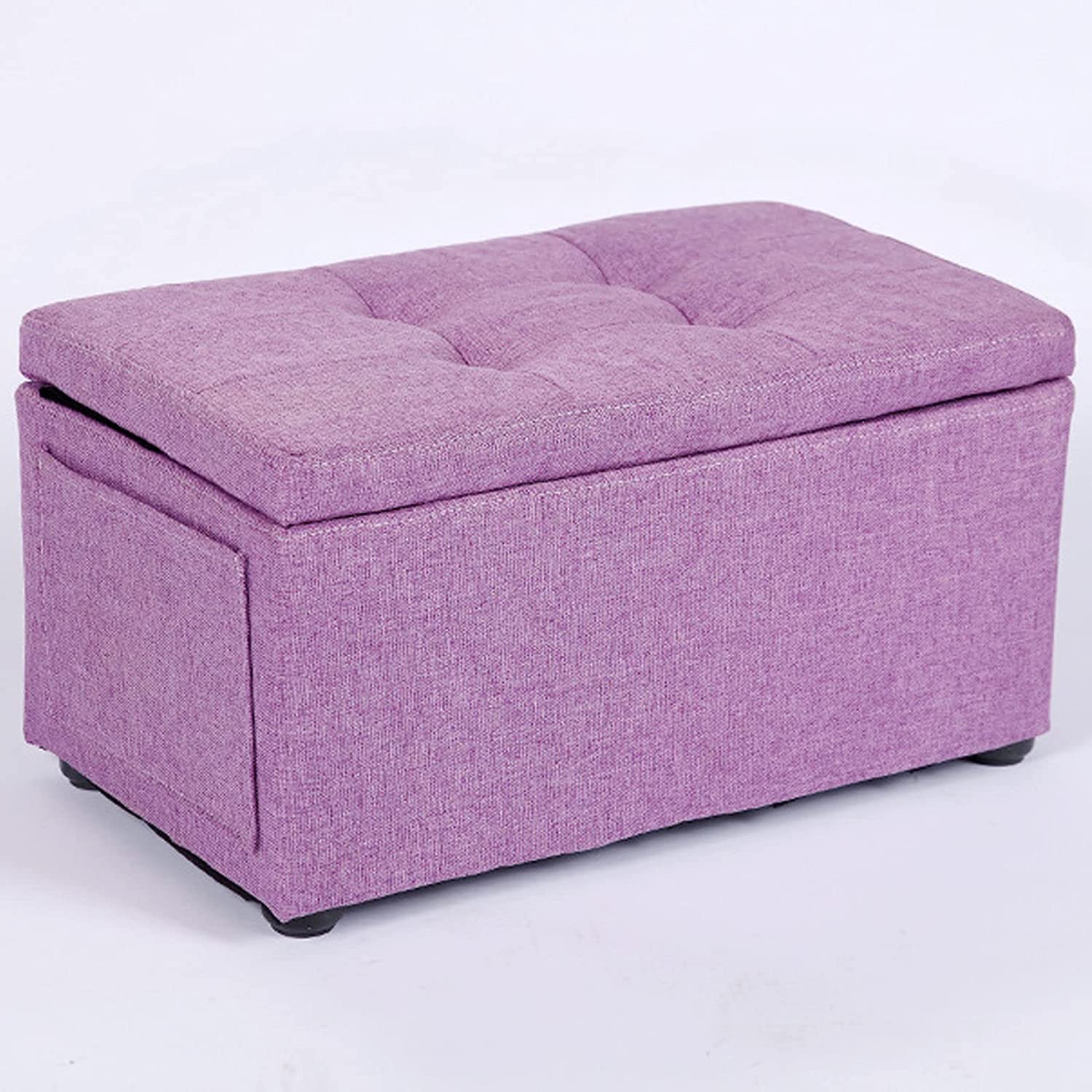 Tabouret à langer lavande coton et lin - Meuble bas multifonction