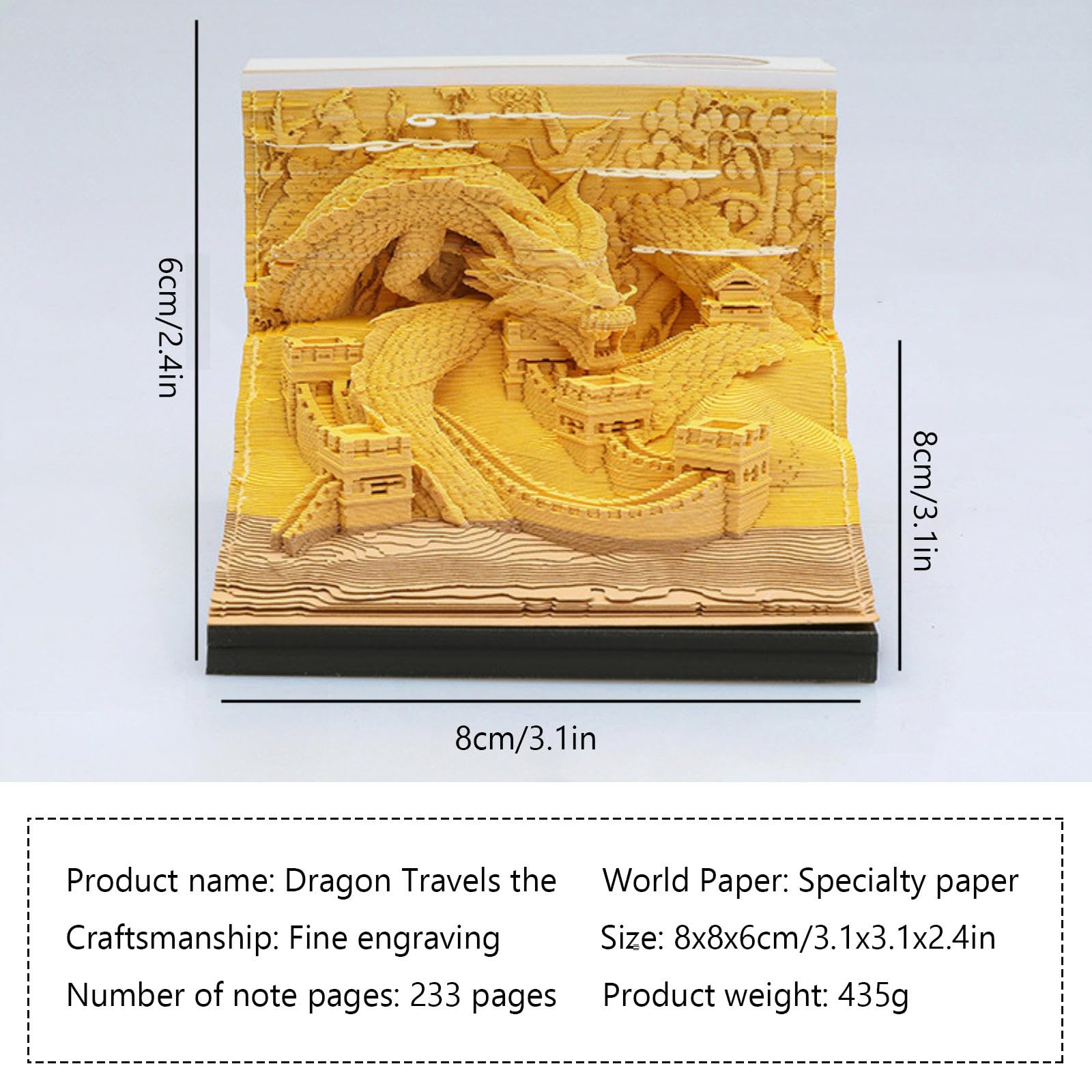 Bloc de notas 3D, bloc de notas 3D, bloc de notas de arte 3D, bloc de notas artísticas de dragón rasgado, exquisitas notas adhesivas creativas antiadherentes, bloc de notas de arte 3D, bloque de