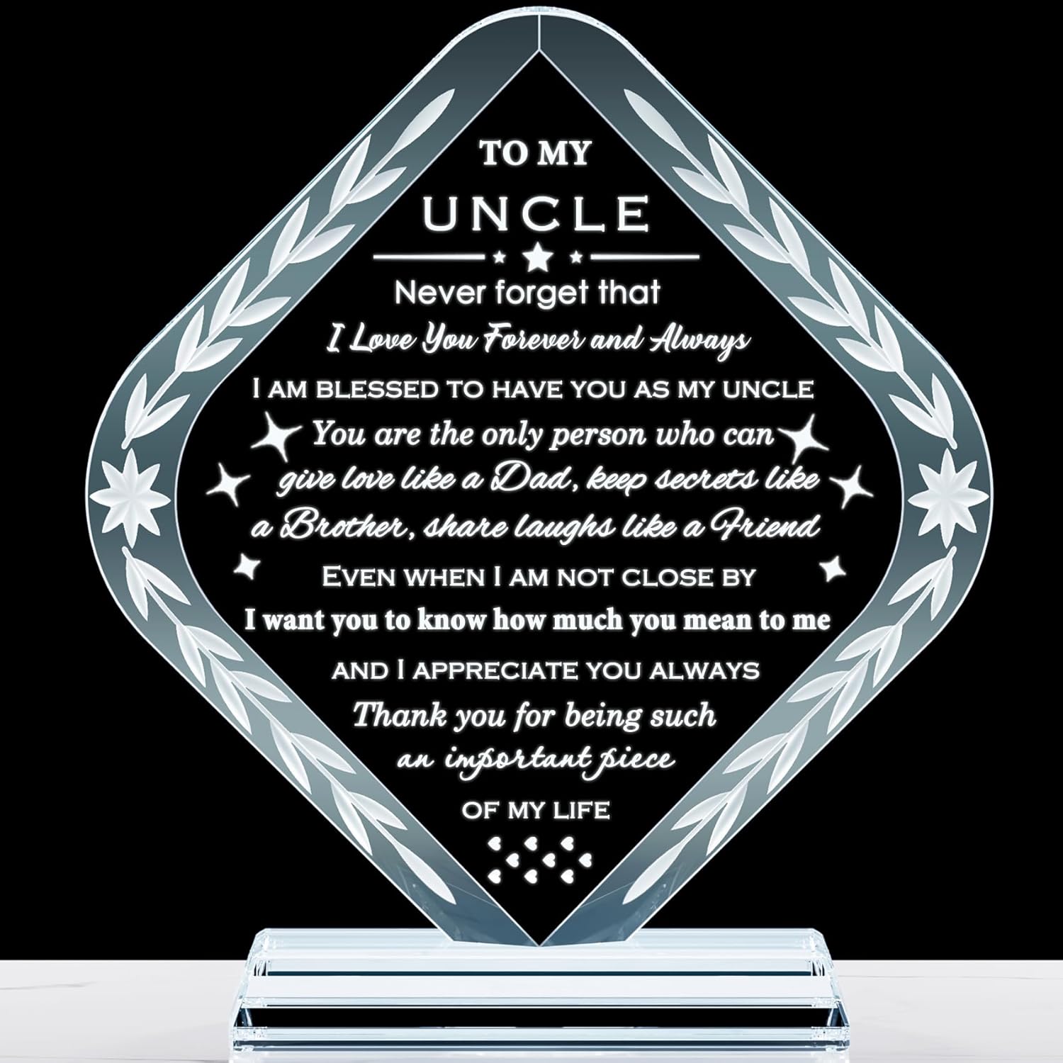 Uncle Gifts from Niece Nephew Meaningful Crystal Gifts for Uncle on Fathers Day Christmas Thanksgiving Day Birthday Presents Idea for Uncle Best Uncle Ever Gifts