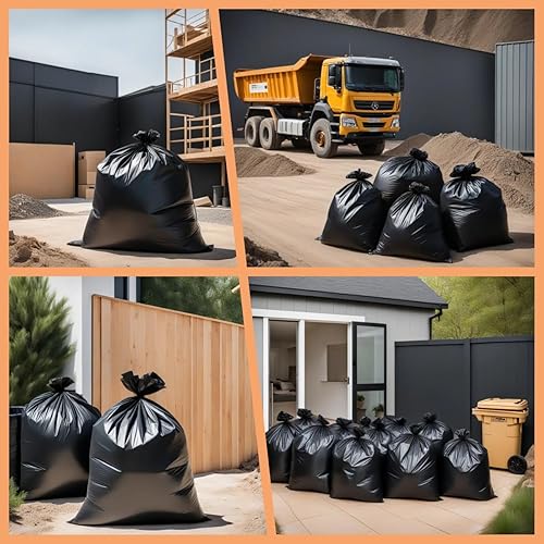 Miniatura 8 de Bolsas de basura grandes para contratistas de 45 a 50 galones, 3 mil, 38 x 46 a 75 paquetes, color negro, fabricadas en Estados Unidos, bolsas de