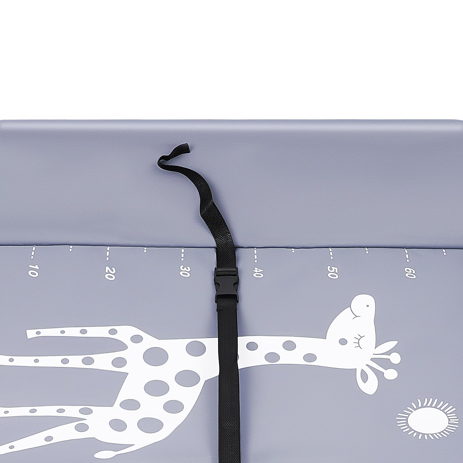 Cambiador plegable de tela Oxford y tubo de hierro con cinturón de seguridad y compartimento de almacenamiento, color gris oscuro para recién nacidos y bebés de hasta 12 meses