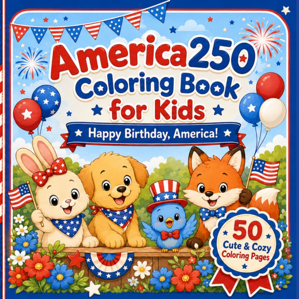 America 250 Coloring Book for Kids: Happy Birthday, America!