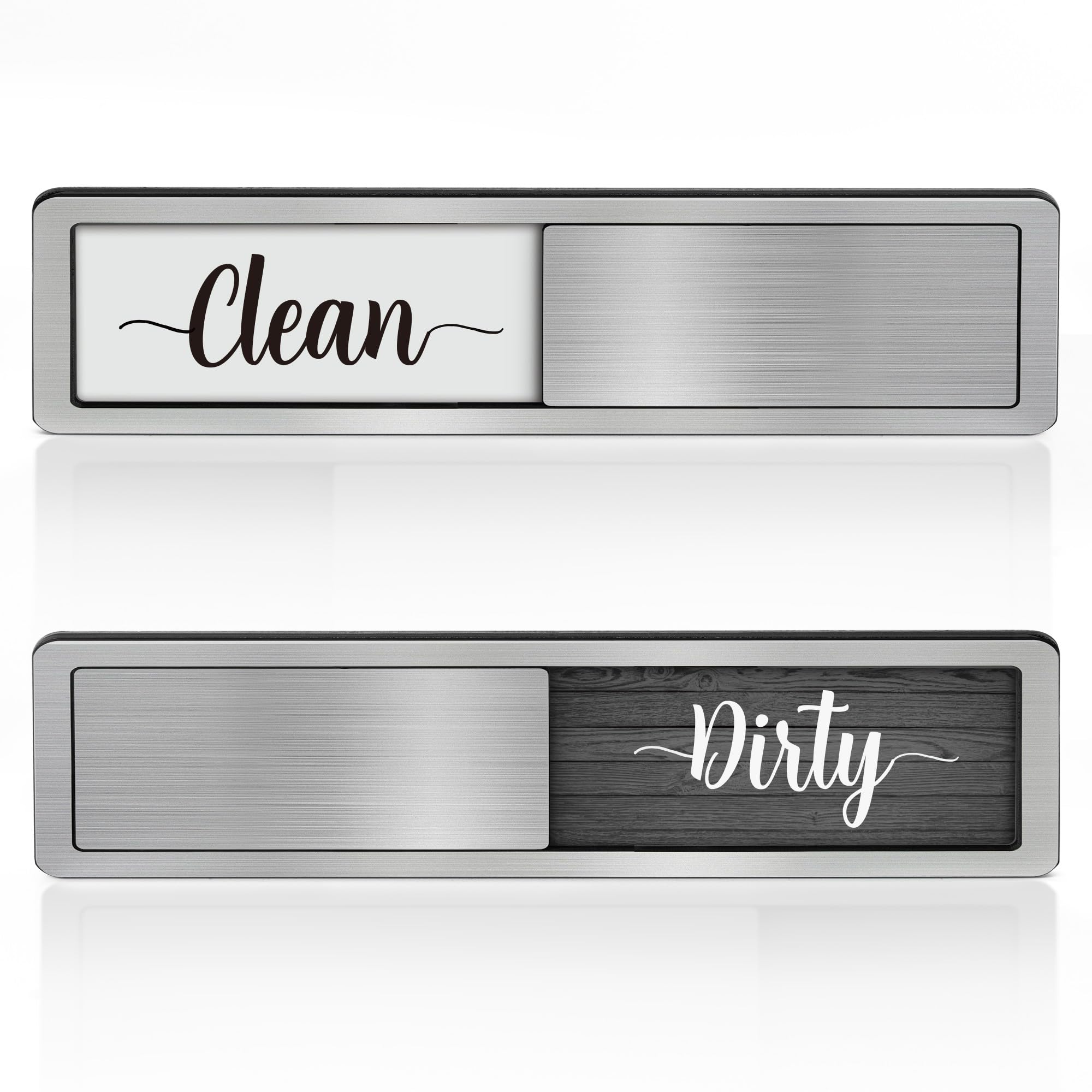 Dishwasher Magnet Clean Dirty Sign - Stainless Steel Dishwasher Magnetic Sign - Clean & Dirty Dishwasher Slider Easy to Indicator - Kitchen Gadgets Wood Grain-Sign