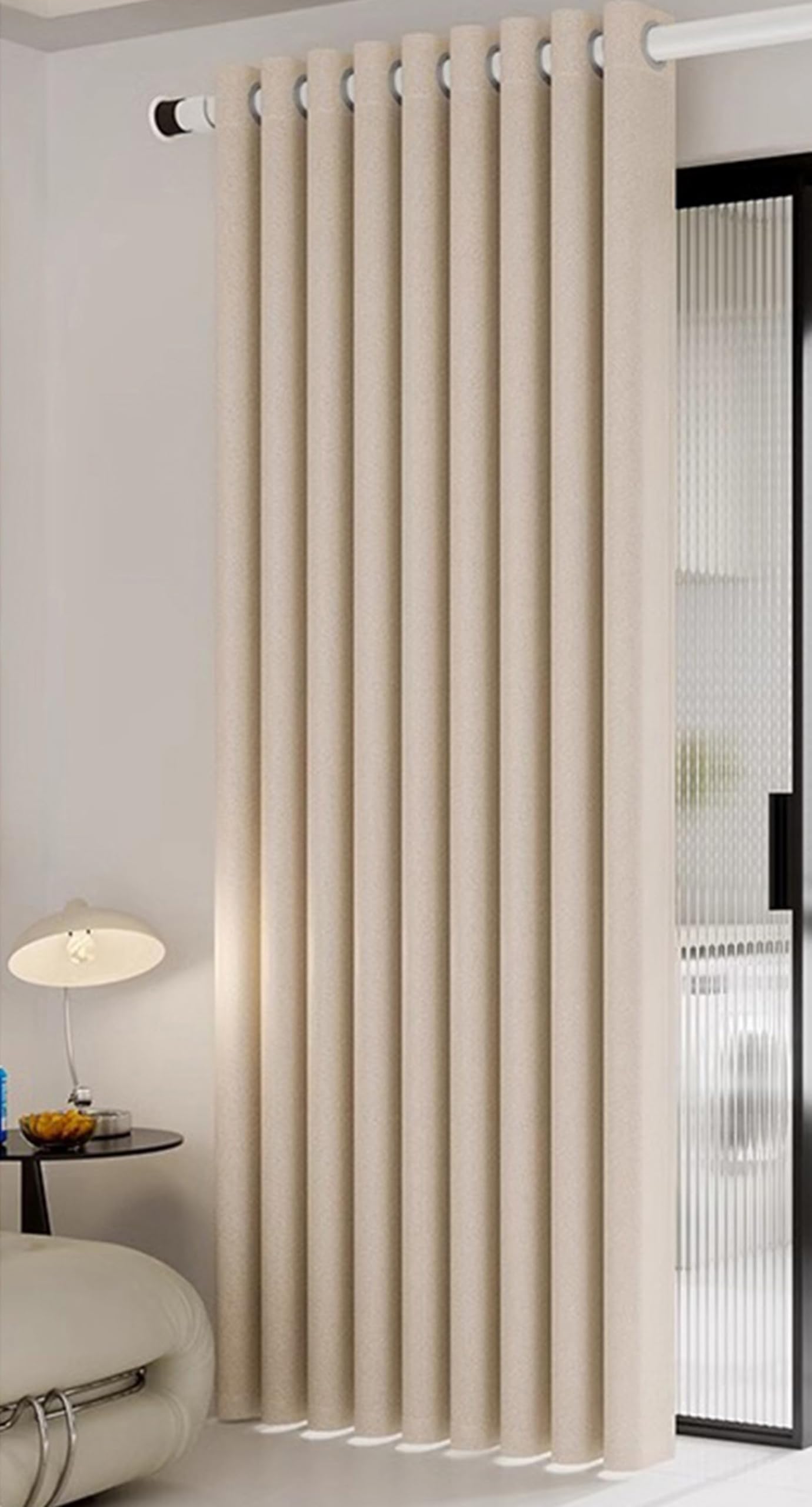 Cortinas opacas beige de 86 x 115 cm, paquete de 2 cortinas térmicas aisladas de color sólido con ojales, tratamiento moderno de ventana para sala de estar, dormitorio, reducción de ruido