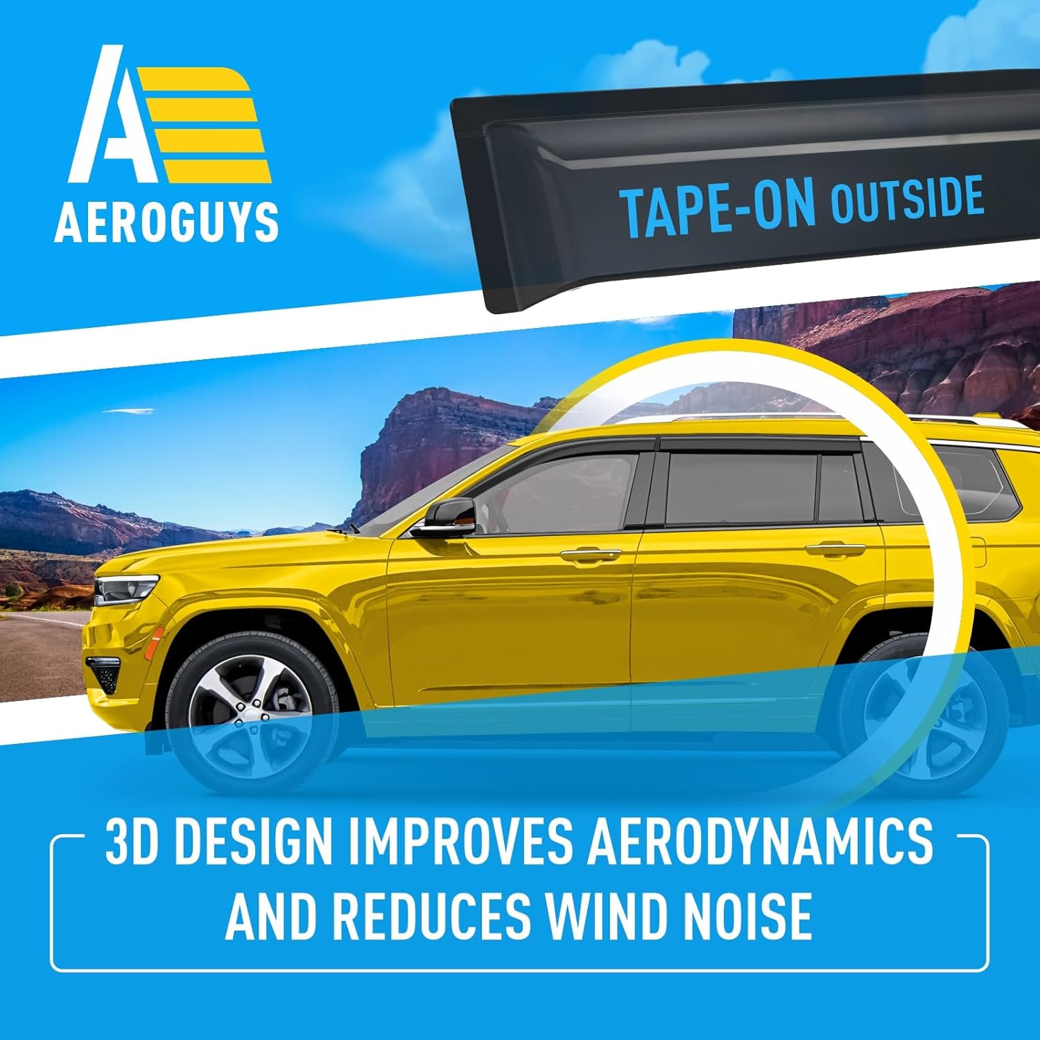 Extra Durable Window Deflectors Tape-On Window Visors Rain Guards Fit for Jeep Grand Cherokee L 2021-2026, Sun Visors, Wind Vent for Shades, Exterior Car Accessories - 4pcs. AG0185